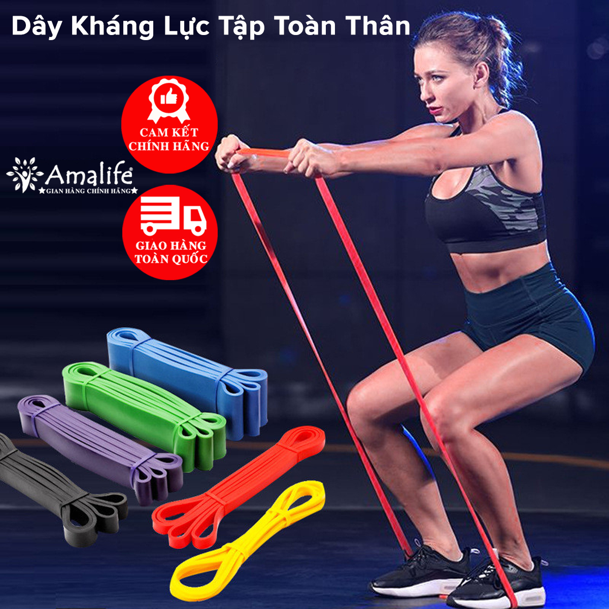 Mô tả Dây Cao Su Kháng Lực Hỗ Trợ Tập Gym Lên Xà, Dây Kháng Lực Tập Toàn Thân Powerband Đa Năng Thể Thao Chính Hãng Amalife - 1