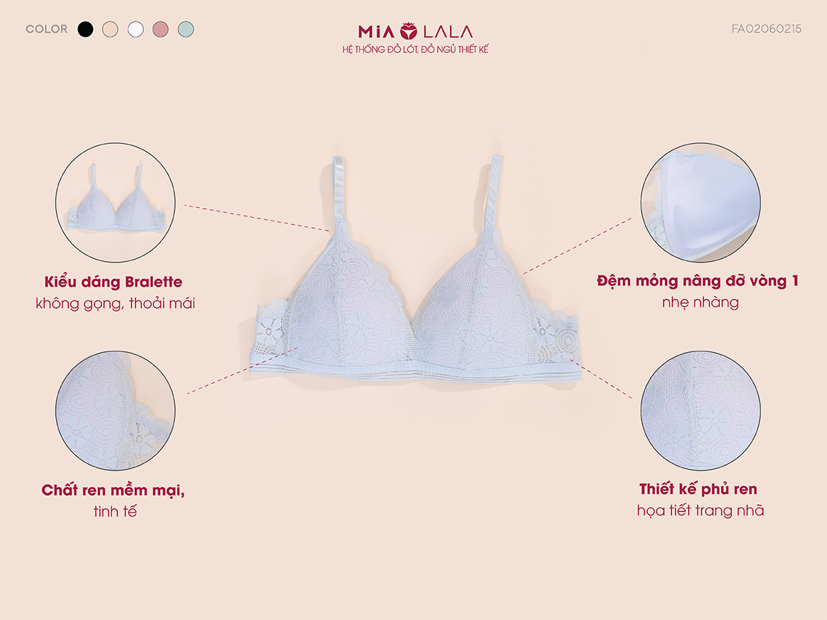 Mô tả Áo ngực không gọng đệm mỏng 1cm ren hoa MiaLala 0215 NA3220215 - 1