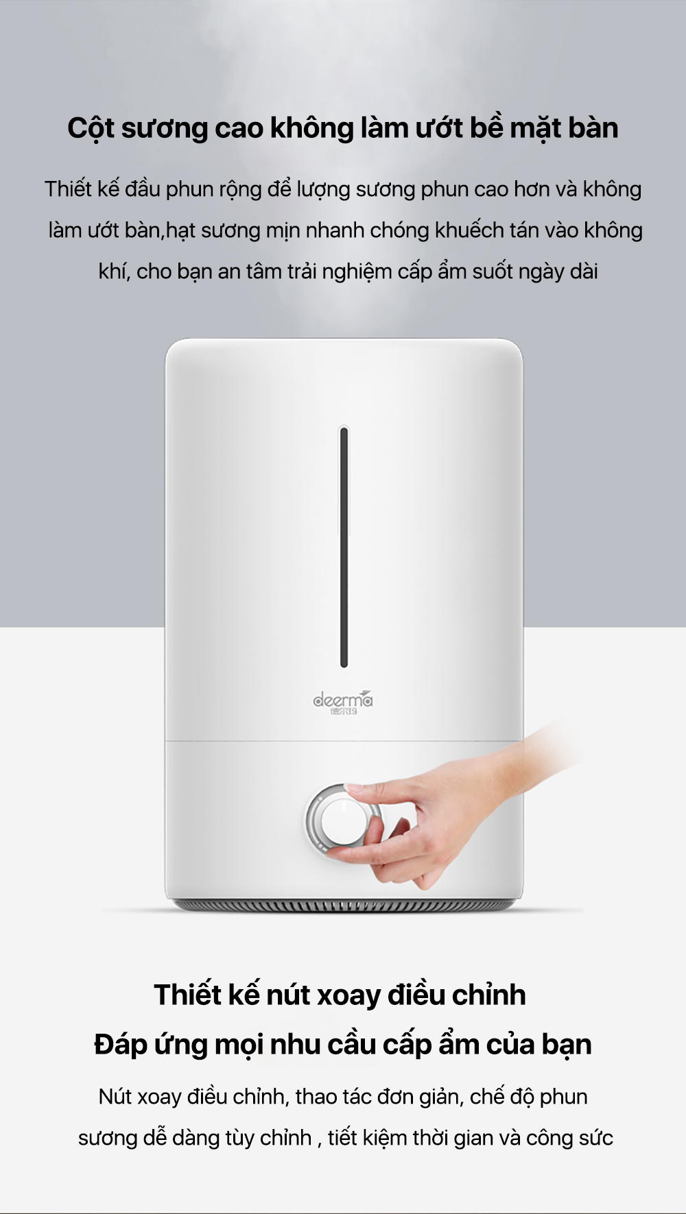 Mô tả Máy phun sương tạo ẩm không khí Deerma F628 dung tích 5L thông minh - Bảo hành 12 tháng - 2