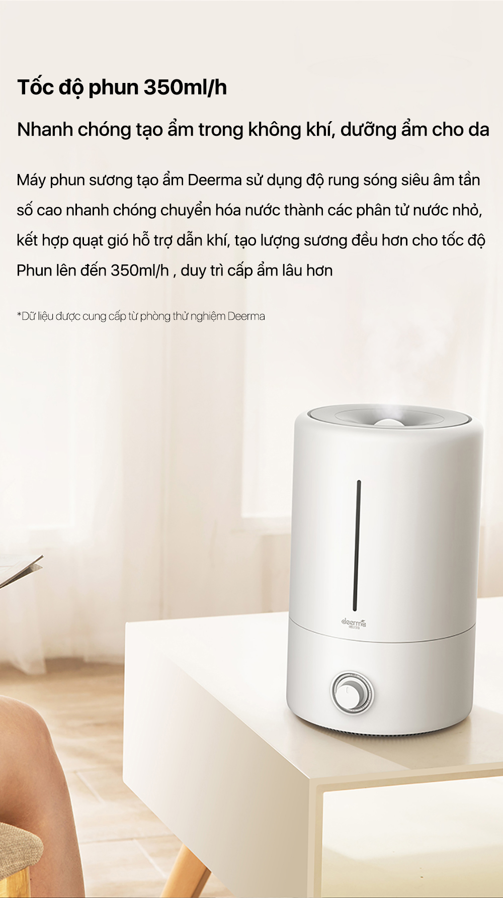 Mô tả Máy phun sương tạo ẩm không khí Deerma F628 dung tích 5L thông minh - Bảo hành 12 tháng - 4