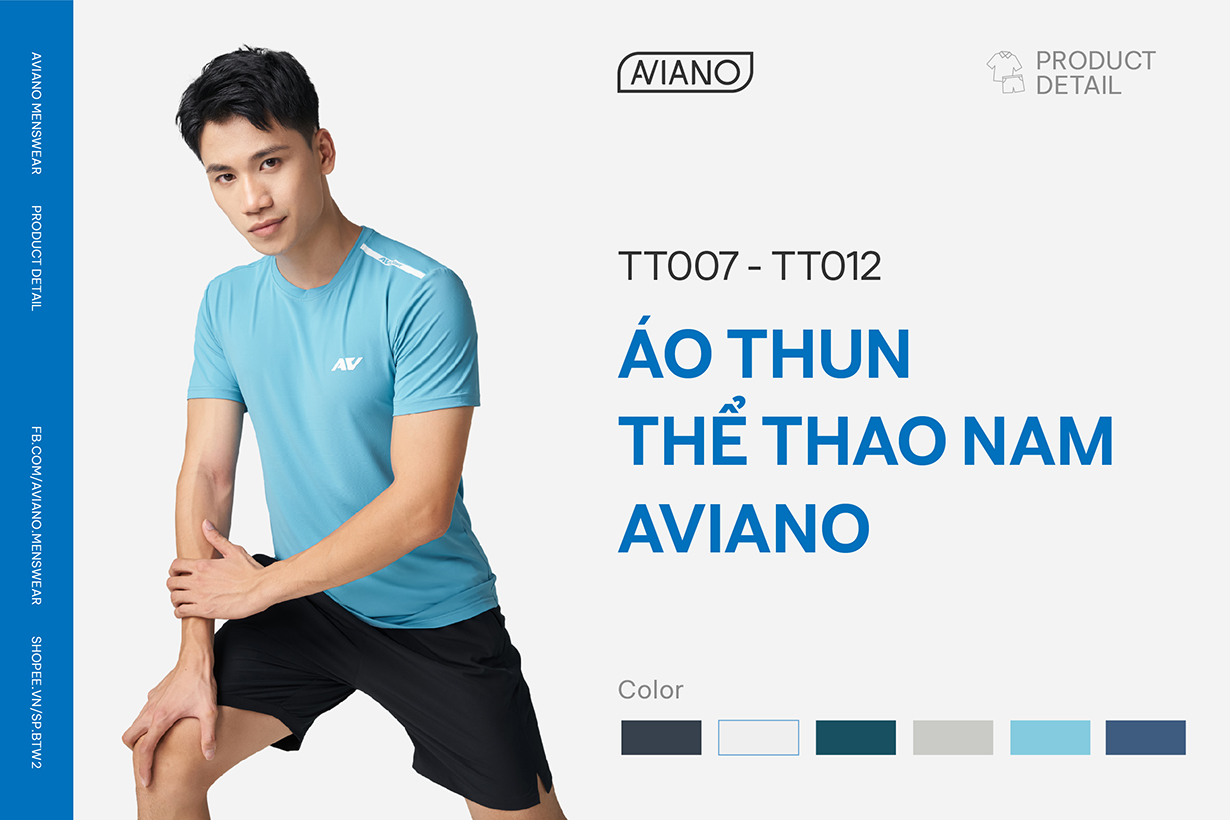 Mô tả Áo Thun Thể Thao Nam Công Nghệ Dri-Air Siêu Mát AVIANO, Áo Thun Nam Thiết Kế Viền Vai Thoáng Khí, Thoải Mái Vận Động - 1