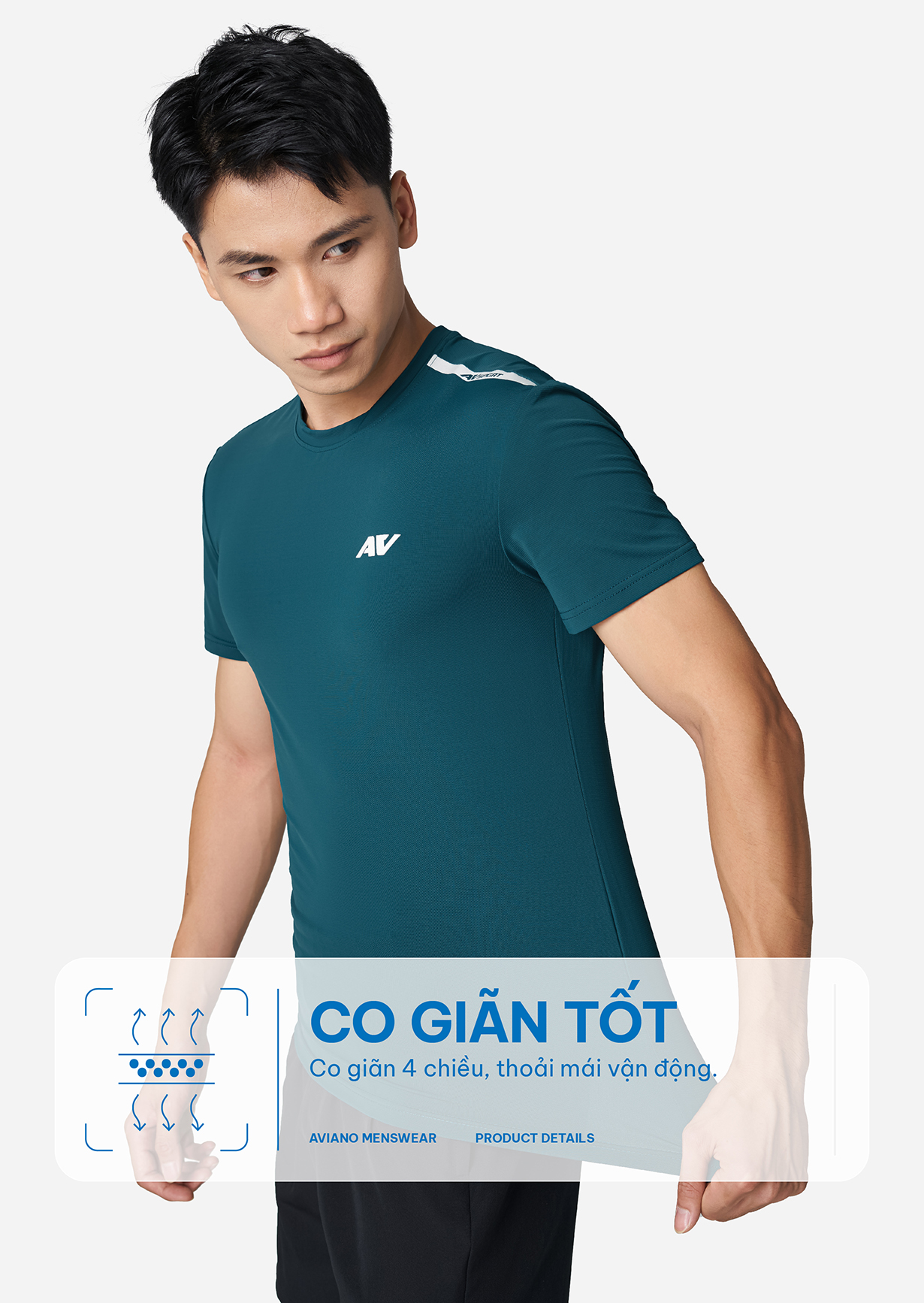 Mô tả Áo Thun Thể Thao Nam Công Nghệ Dri-Air Siêu Mát AVIANO, Áo Thun Nam Thiết Kế Viền Vai Thoáng Khí, Thoải Mái Vận Động - 5
