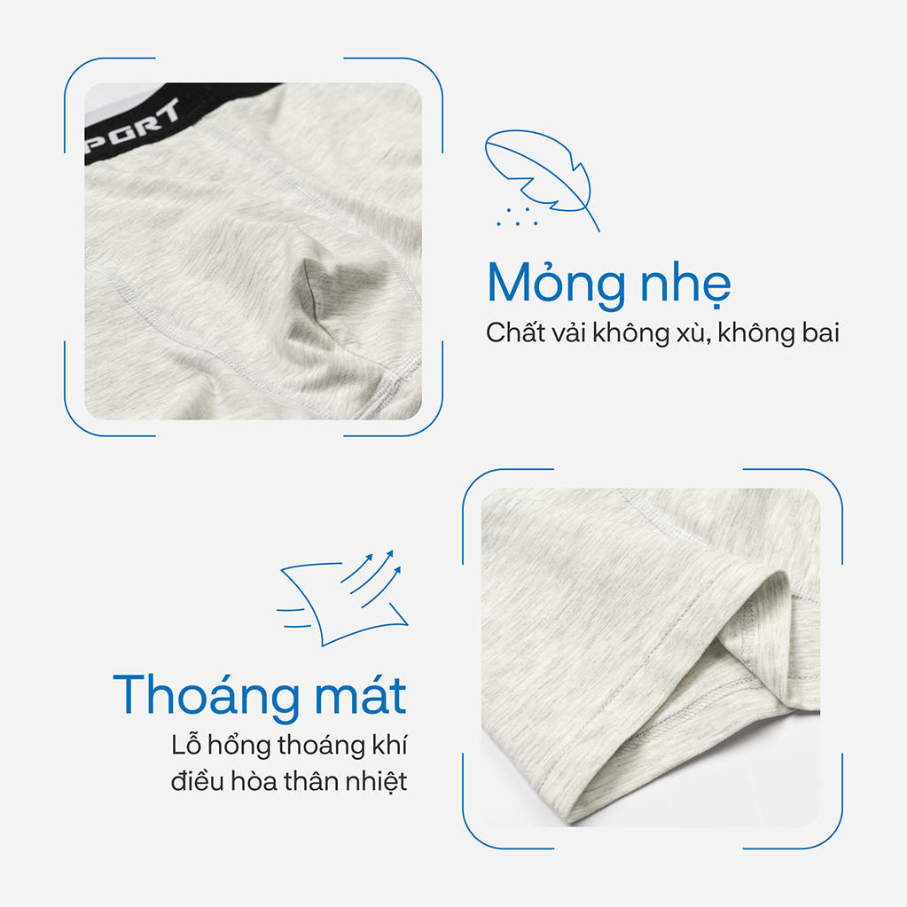 Mô tả Combo 3 Quần Lót Nam AVIANO Cotton Compact Co Giãn 4 Chiều, Quần Sịp Nam Boxer Thoáng Khí - 4