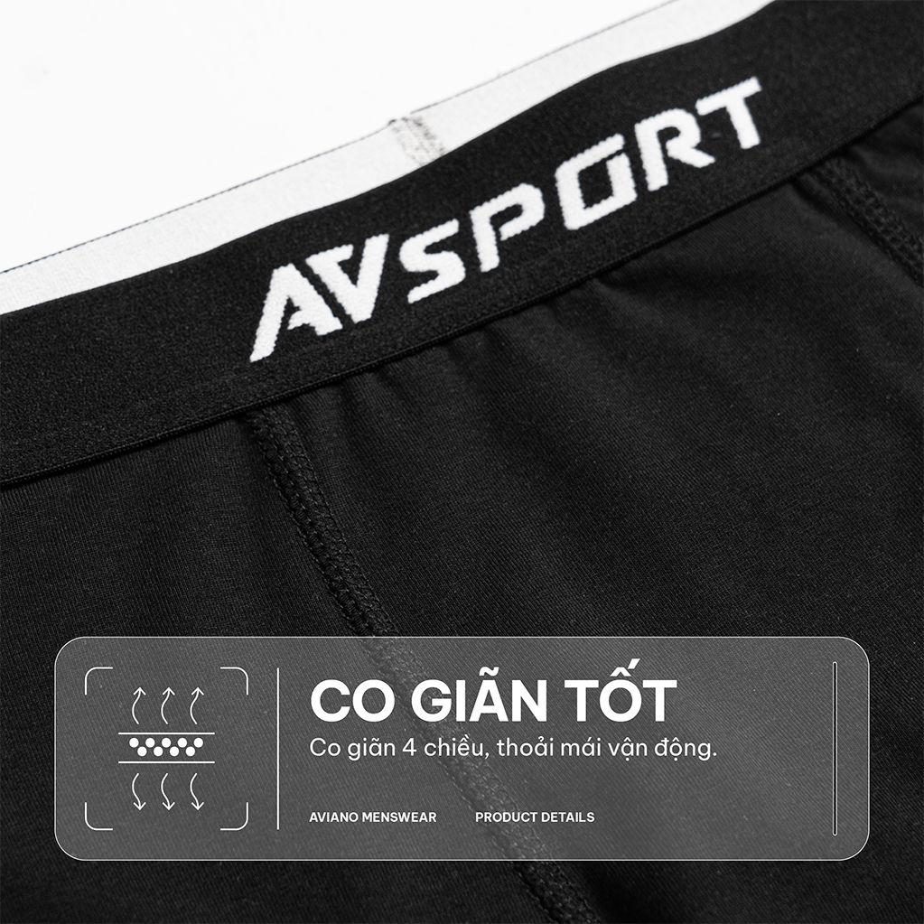 Mô tả Combo 3 Quần Lót Nam AVIANO Cotton Compact Co Giãn 4 Chiều, Quần Sịp Nam Boxer Thoáng Khí - 5