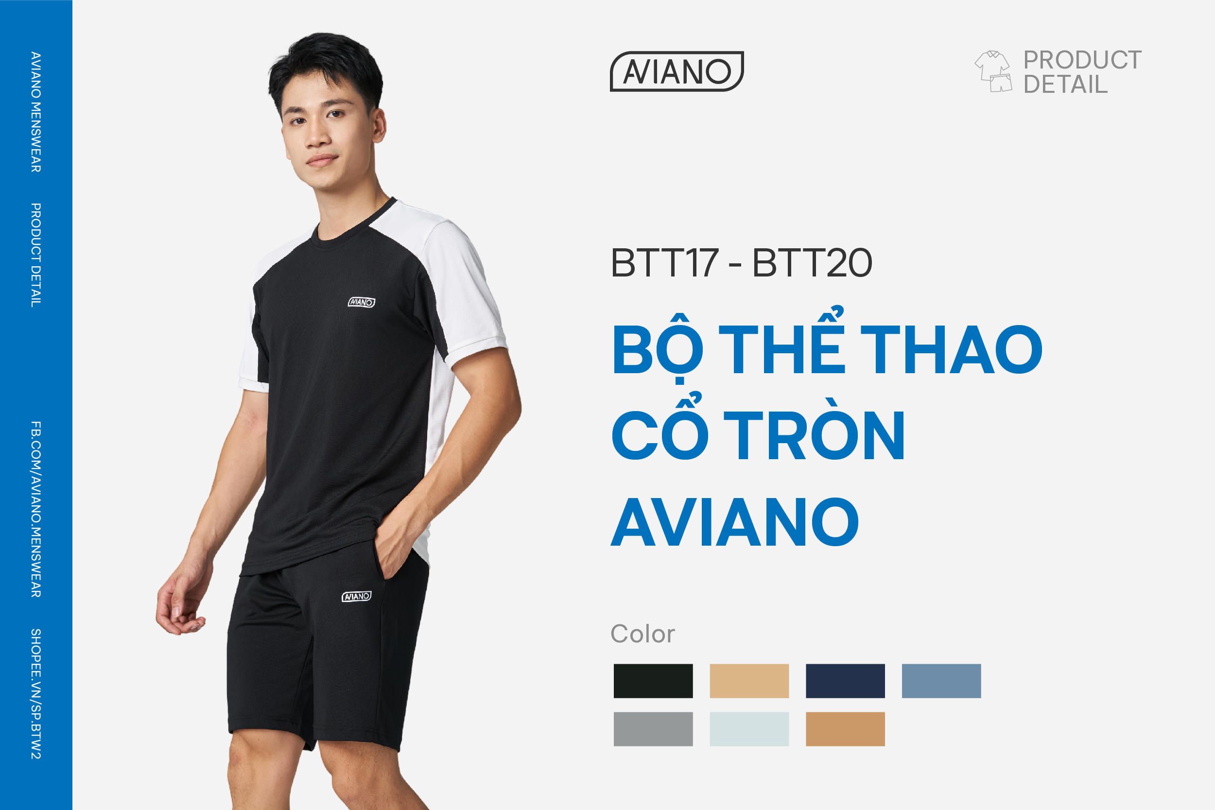 Mô tả Bộ Quần Áo Nam Mùa Hè AVIANO Chất Liệu Poly Coolmax Thoáng Khí, Thấm Hút Mồ Hôi, Đồ Bộ Nam Basic Dễ Phối Đồ - 1
