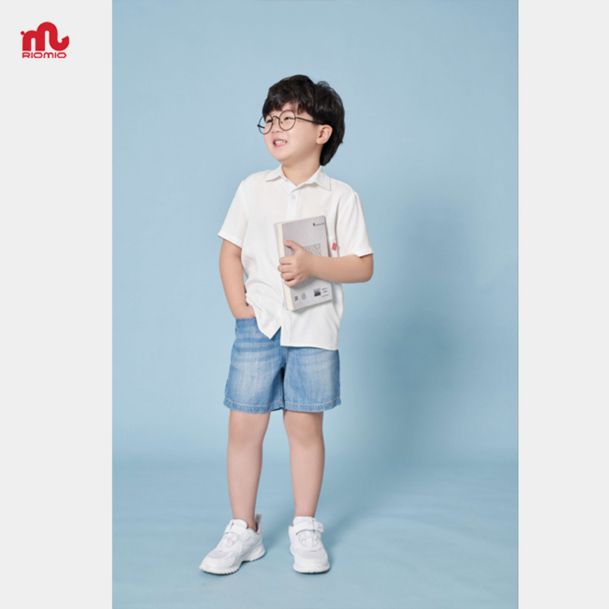 Mô tả Áo sơ mi trắng cộc tay bé trai RIOMIO size 21-42kg, chất cotton thô Hàn mềm thoáng mát RA660 - 3