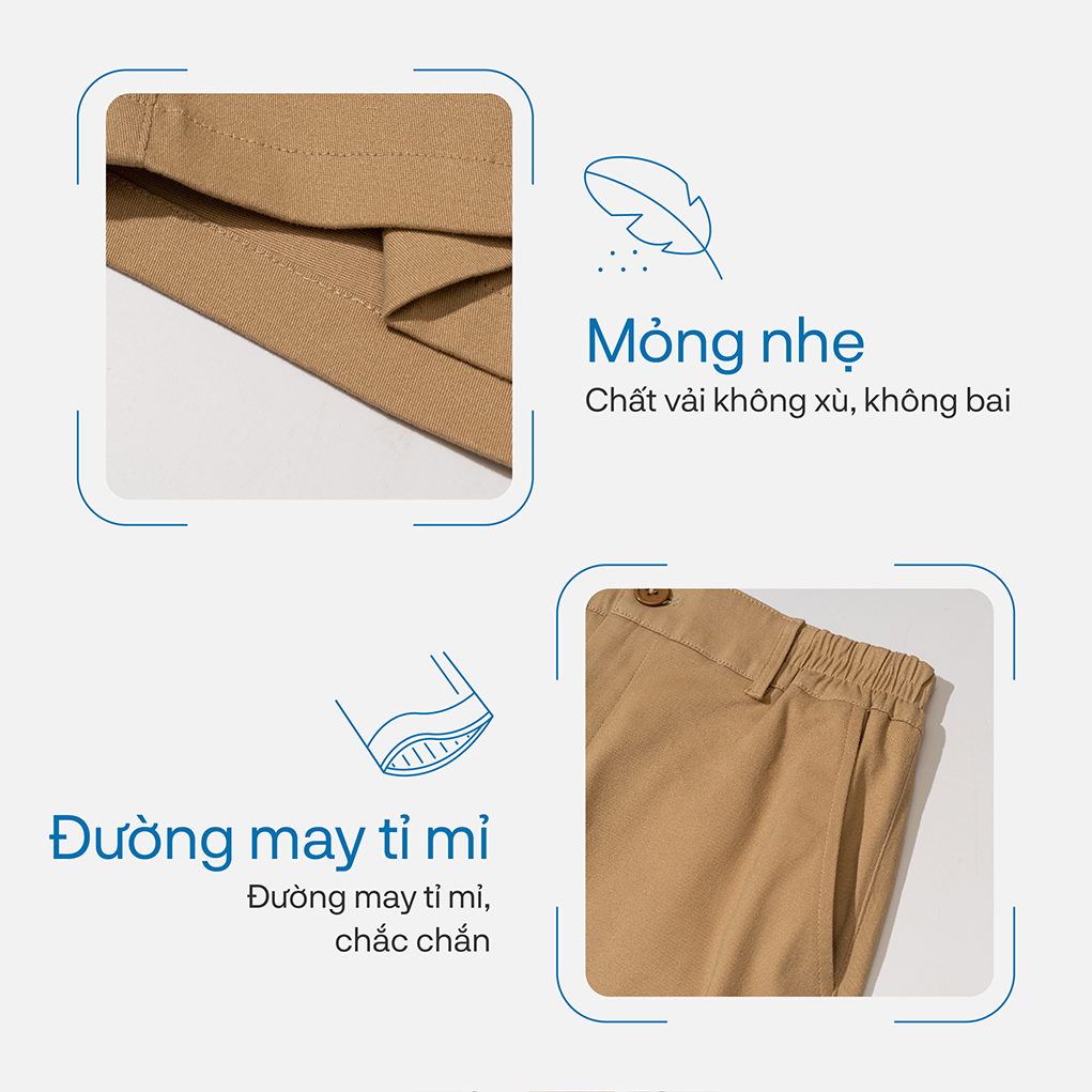 Mô tả Quần Short Kaki Nam AVIANO 5 Màu, Quần Đùi Co Giãn Phối Cạp Chun - 4