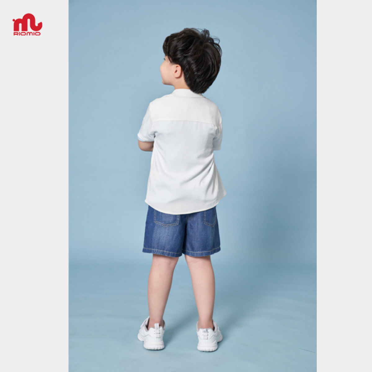 Mô tả Áo sơ mi trắng cộc tay bé trai RIOMIO size 21-42kg, chất cotton thô Hàn mềm thoáng mát RA660 - 5