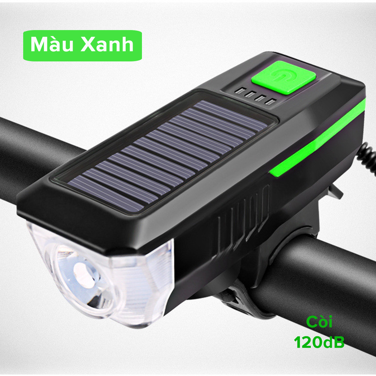 Mô tả Đèn Xe Đạp Sạc Năng Lượng Mặt Trời Cổng USB Đèn Còi Xe Đạp Chuông 5 Âm Thanh 3 Chế Độ Sáng Chính Hãng Amalife - 9