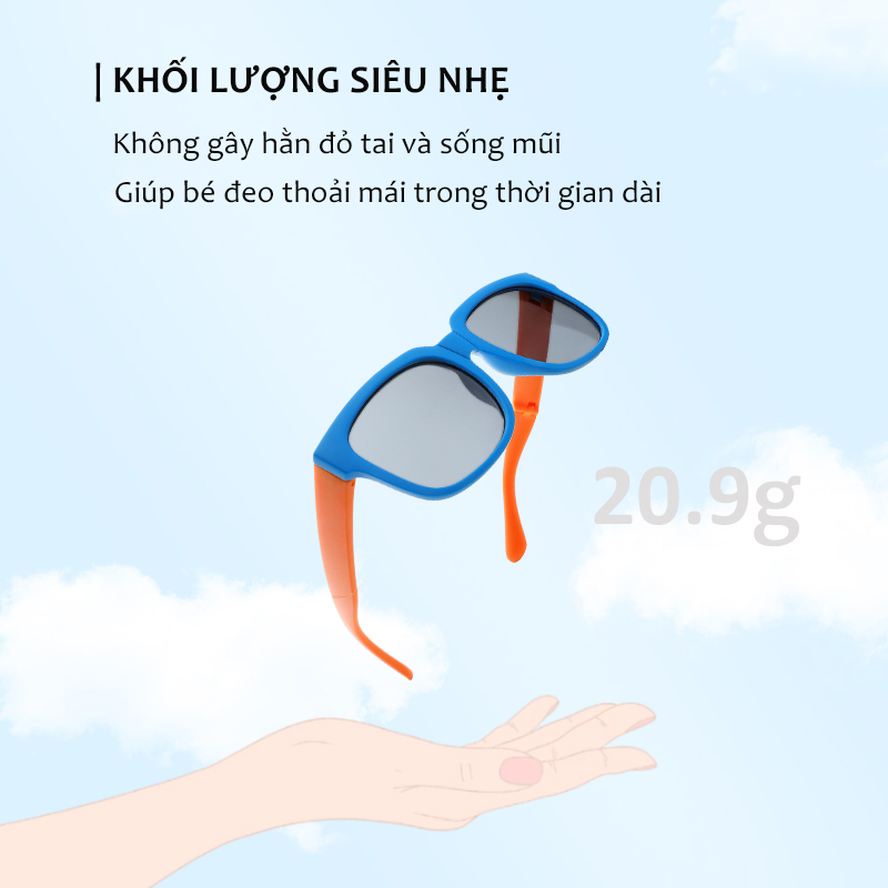 Mô tả Kính Gấp Gọn Tròng Phân Cực Cho Bé 3-12 Tuổi Gọng Phối 2 Màu Thời Trang Siêu Dẻo Đàn Hồi An Toàn Cho Mắt Trẻ Em AK140 - 8