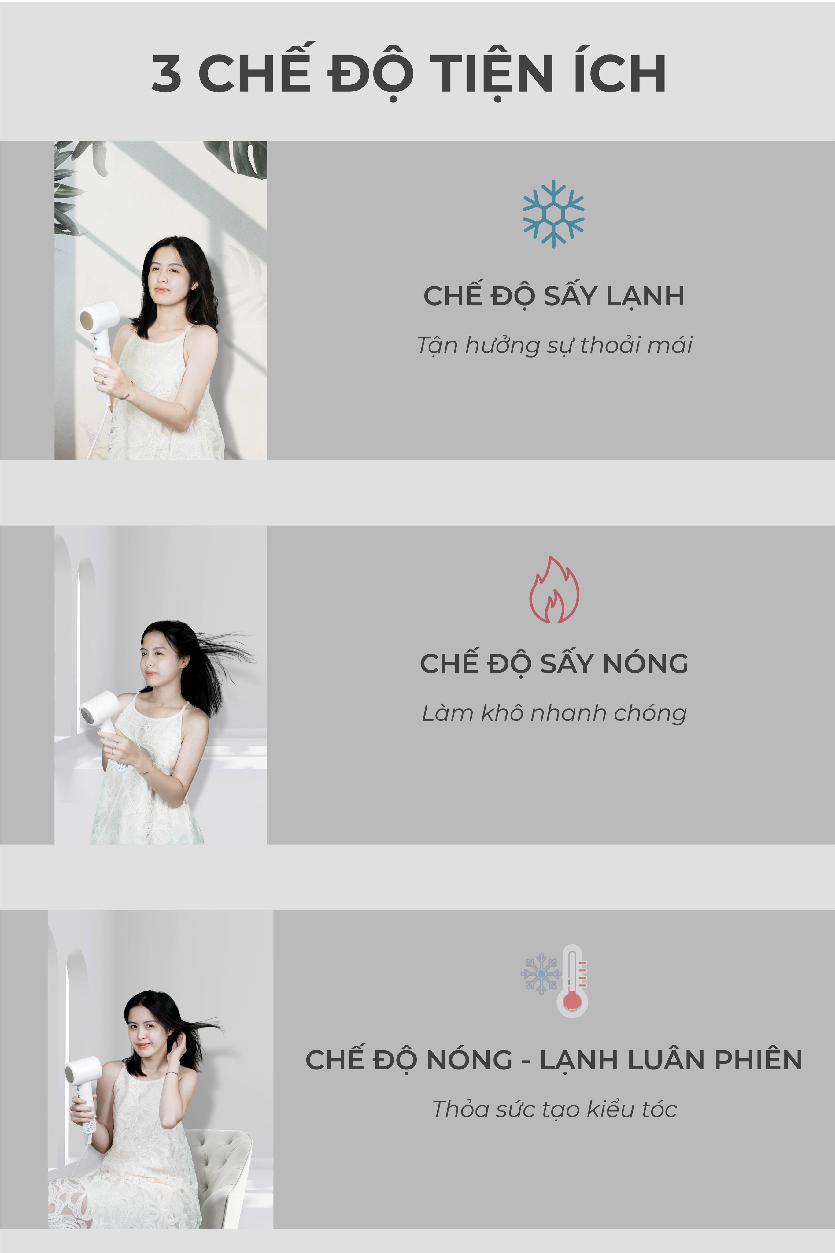 Mô tả Máy Sấy Tóc Ion Âm BUMAS H3, Sấy Tóc Nhanh Chóng, Hỗ Trợ Dưỡng Tóc - 2