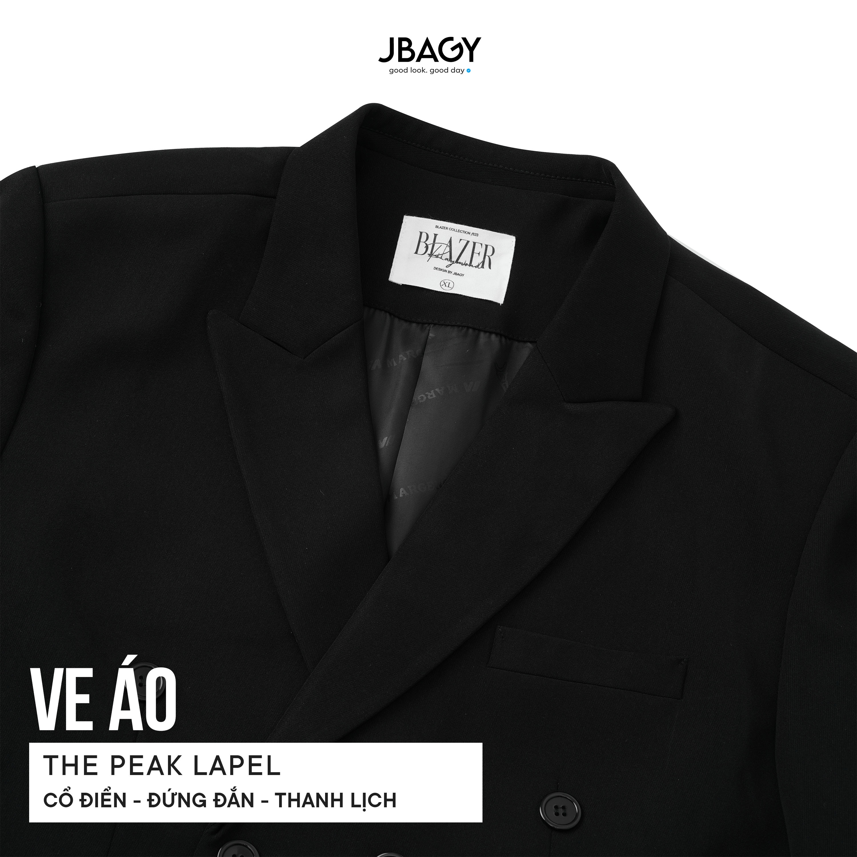 Mô tả Áo Blazer Nam 6 Nút có Đệm Vai Thương Hiệu JBAGY - 4 lớp chất lượng cao - JK0104 - 2
