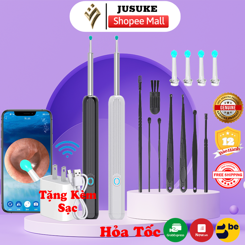 Dụng cụ lấy ráy tai có gắn camera nội soi đa năng JUSUKE hình ảnh sắc ...