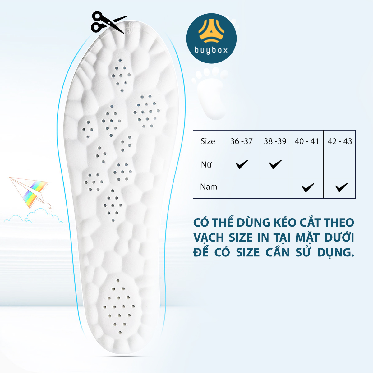 Mô tả Lót Giày Thể Thao Nam Nữ, Đế Lót Giày Cao Cấp - buybox - BBPK364 - 10