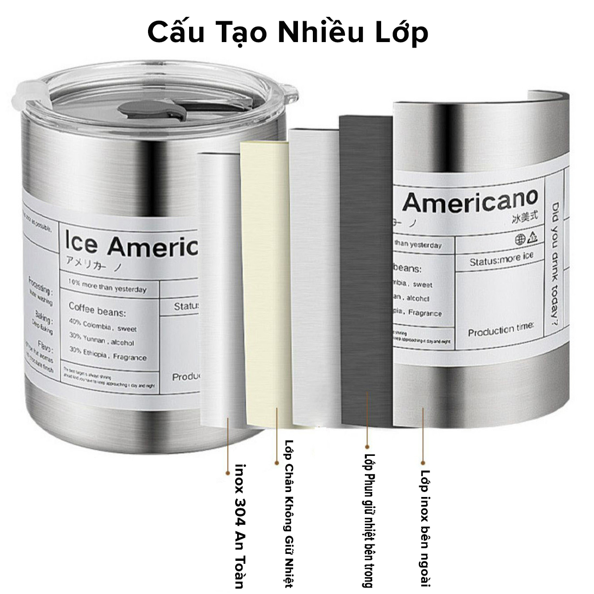 Bình giữ nhiệt Amalife Iced Americano 600ml