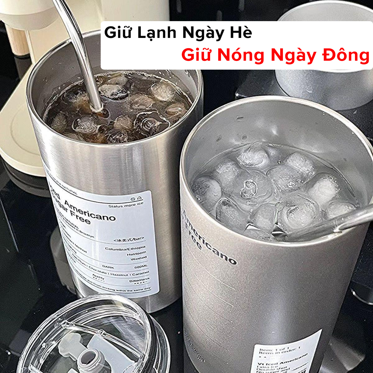 Mô tả Cốc Ly Giữ Nhiệt 350-600ml Có Ống Hút Inox 304 – Bình Nước Giữ Nhiệt Iced Americano Cà Phê Văn Phòng Chính Hãng Amalife - 9