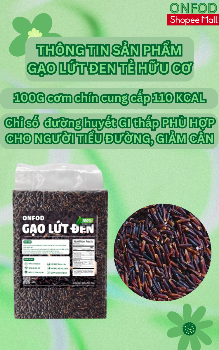 Mô tả Gạo lứt đen hữu cơ ăn kiêng giảm cân healthy eatclean thực dưỡng 500g 1kg - onfod - 8