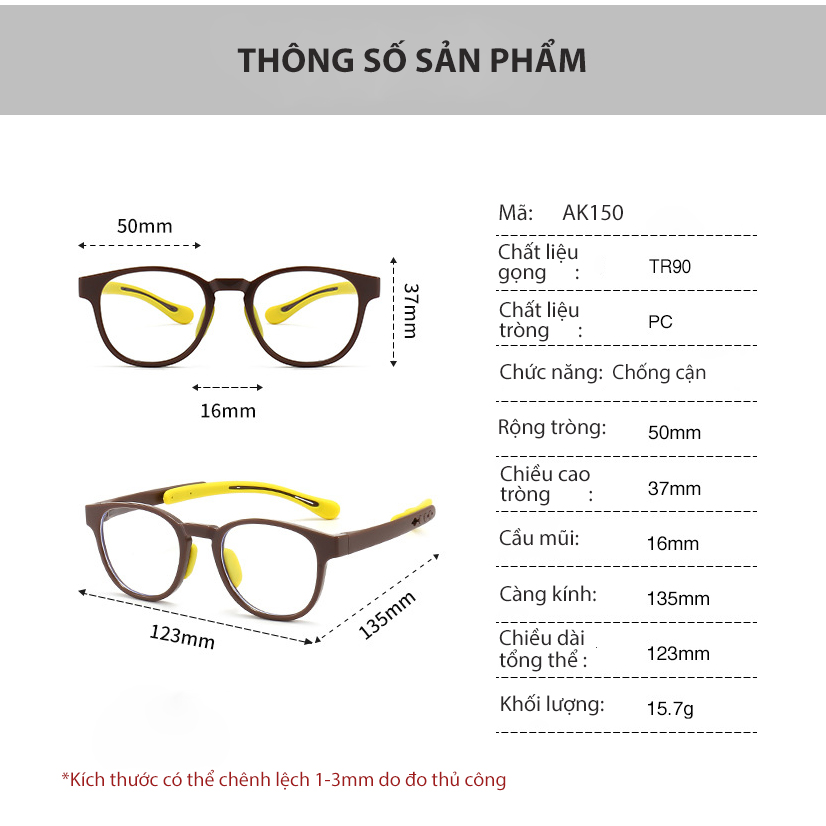 Mô tả Kính Trẻ Em Chống Ánh Sáng Xanh Và Tia UV Cho Bé Học Trên Mạng Gọng TR Siêu Bền Dáng Oval Cho Bé Từ 3-8 Tuổi AK150 - 5