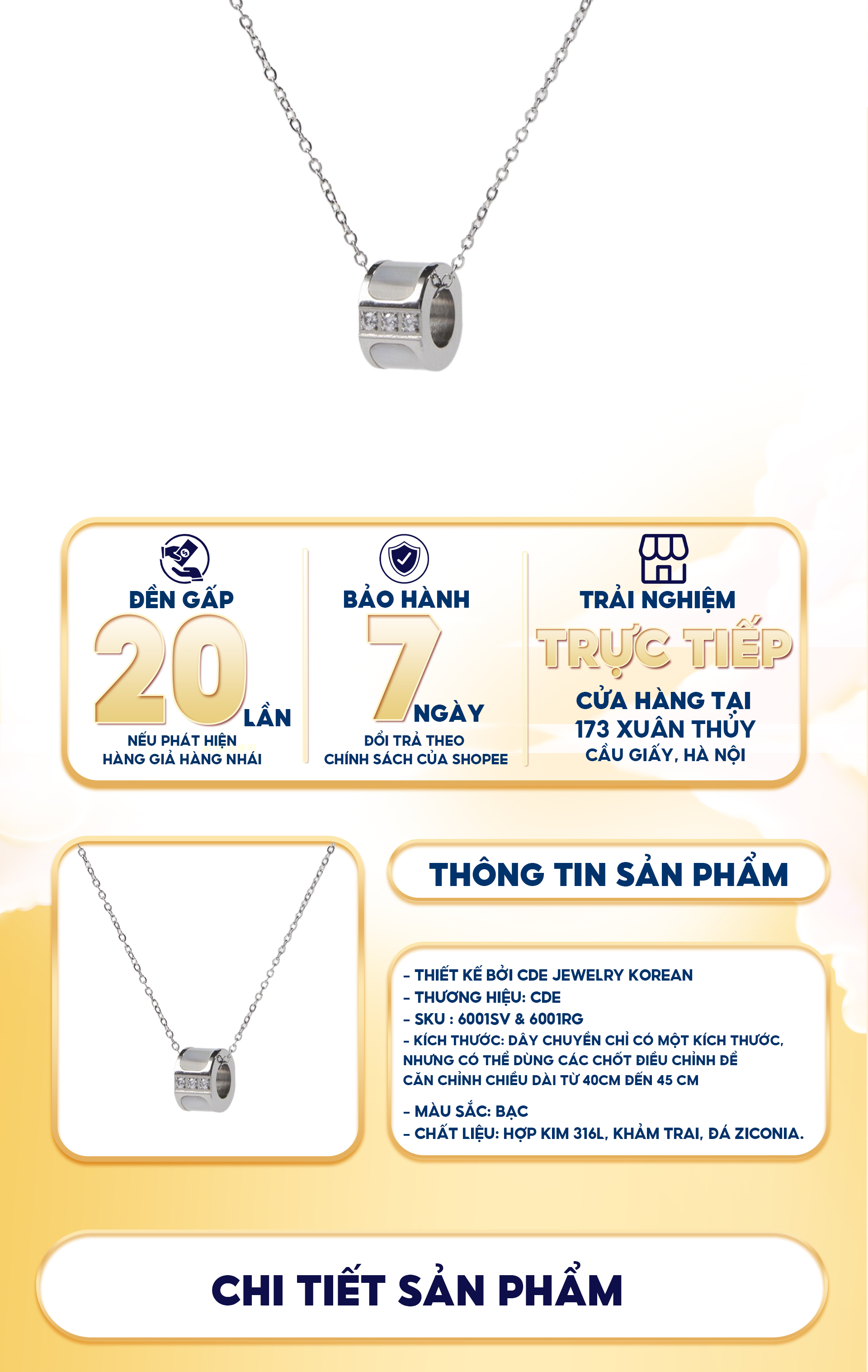 Mô tả Dây chuyền nam nữ LAMY Band Nirvana Necklace Silver 6001 - 1