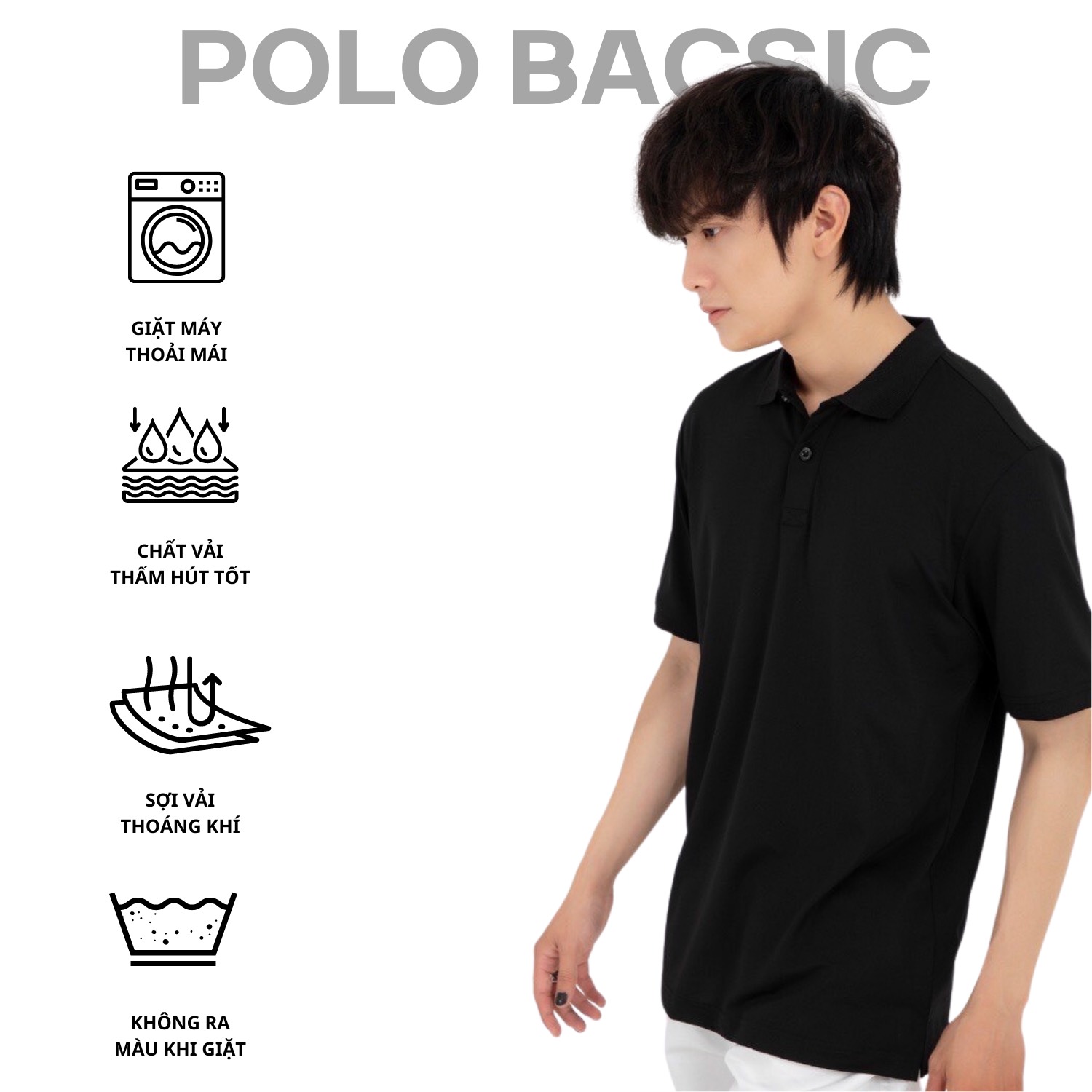 Mô tả Áo thun nam POLO GẤU 194 vải cá sấu mè, co dãn 4 chiều dày dặn form gerular fit - PL Mè - 2