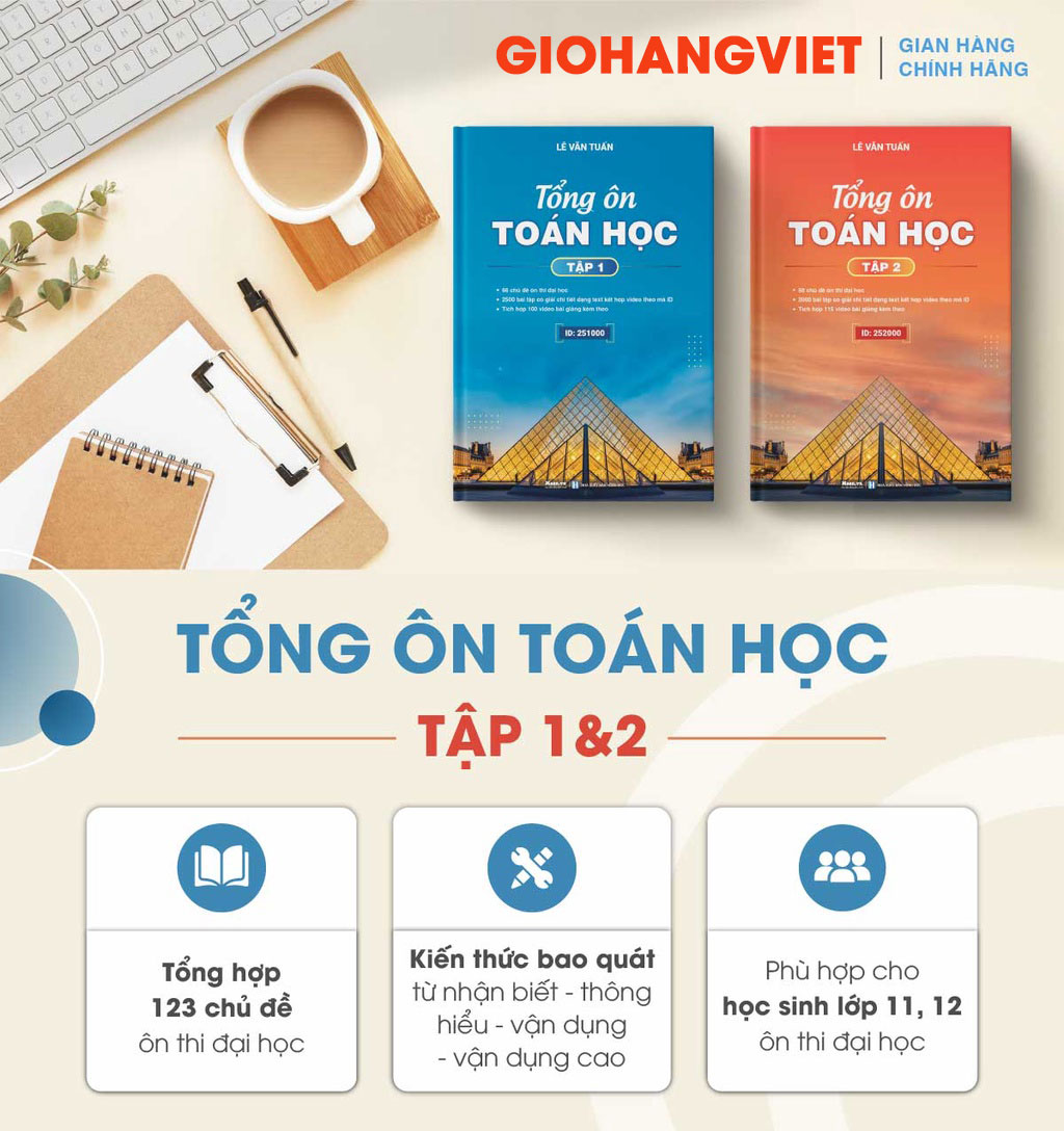 Mô tả Sách Tổng ôn Toán học Tập 2 tặng kèm mindmap tổng hợp phần giải tích khổ A0 - 1