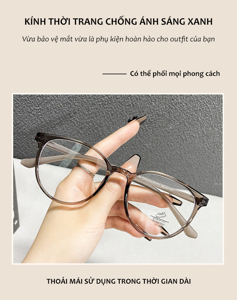 Mô tả Kính Chống Ánh Sáng Xanh Gọng Siêu Dẻo AORON Giảm Mỏi Mắt Chống Tia Bức Xạ, Hạn Chế Cận Thị Có Thể Thay Tròng AK146 - 4