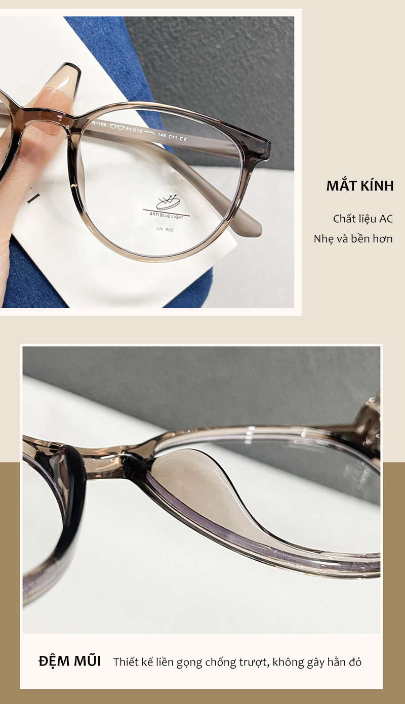 Mô tả Kính Chống Ánh Sáng Xanh Gọng Siêu Dẻo AORON Giảm Mỏi Mắt Chống Tia Bức Xạ, Hạn Chế Cận Thị Có Thể Thay Tròng AK146 - 5