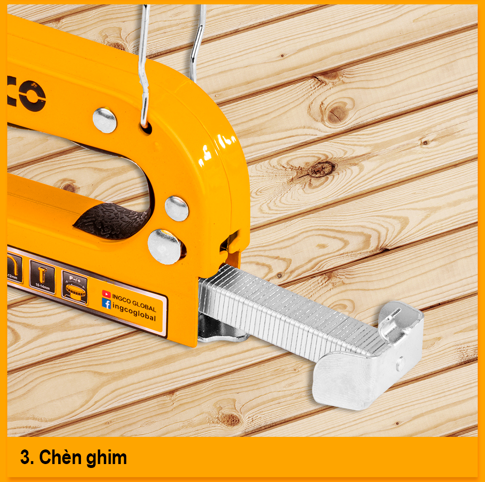 Mô tả Kìm bấm ghim 3 trong 1 INGCO HSG1405 sử dụng chung ghim Ghim U STS0210 và ghim thẳng STS6110 - 7