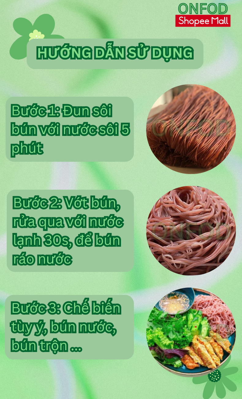 Mô tả Phở bún gạo lứt hữu cơ ONFOD dành cho người ăn kiêng, giảm cân, tiểu đường, gym, yoga thực dưỡng eat clean 500g - 4