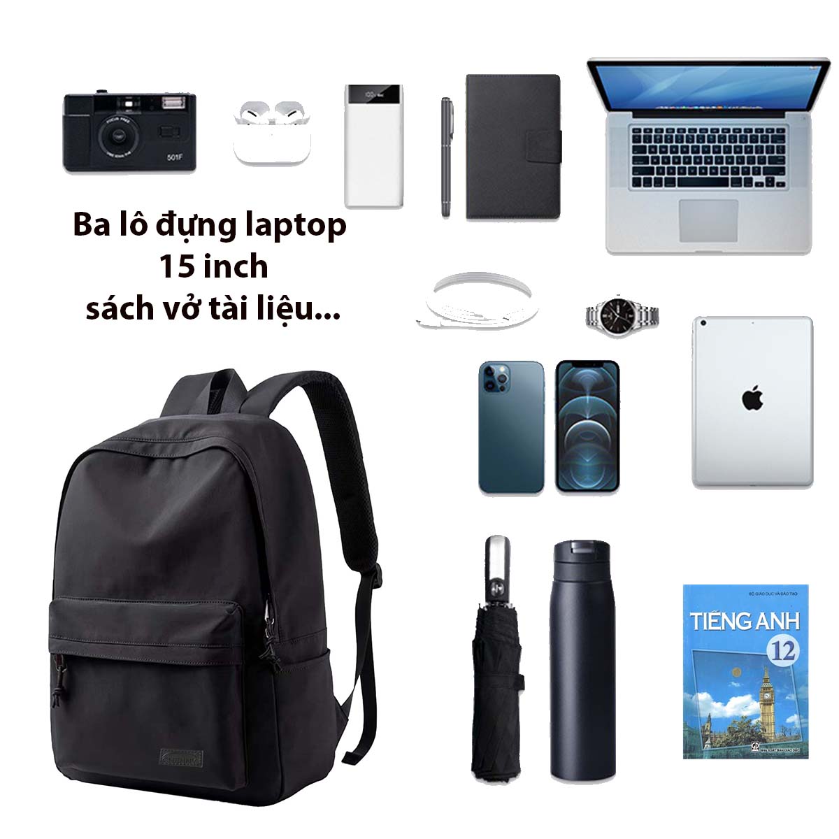 Mô tả Balo nam đi học cao cấp đệm mút dày chống sốc laptop 15inch CHENNY CN297 - 3