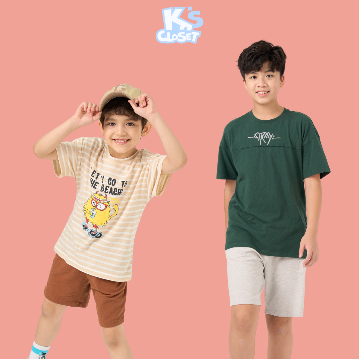 Mô tả Bộ Quần Áo Cộc Tay Cho Bé Trai  K'S CLOSET Chất Liệ Cotton Thoáng Mát (2-14 tuổi) E041THS/KT265THS/KT253THS, E020FIS - 1