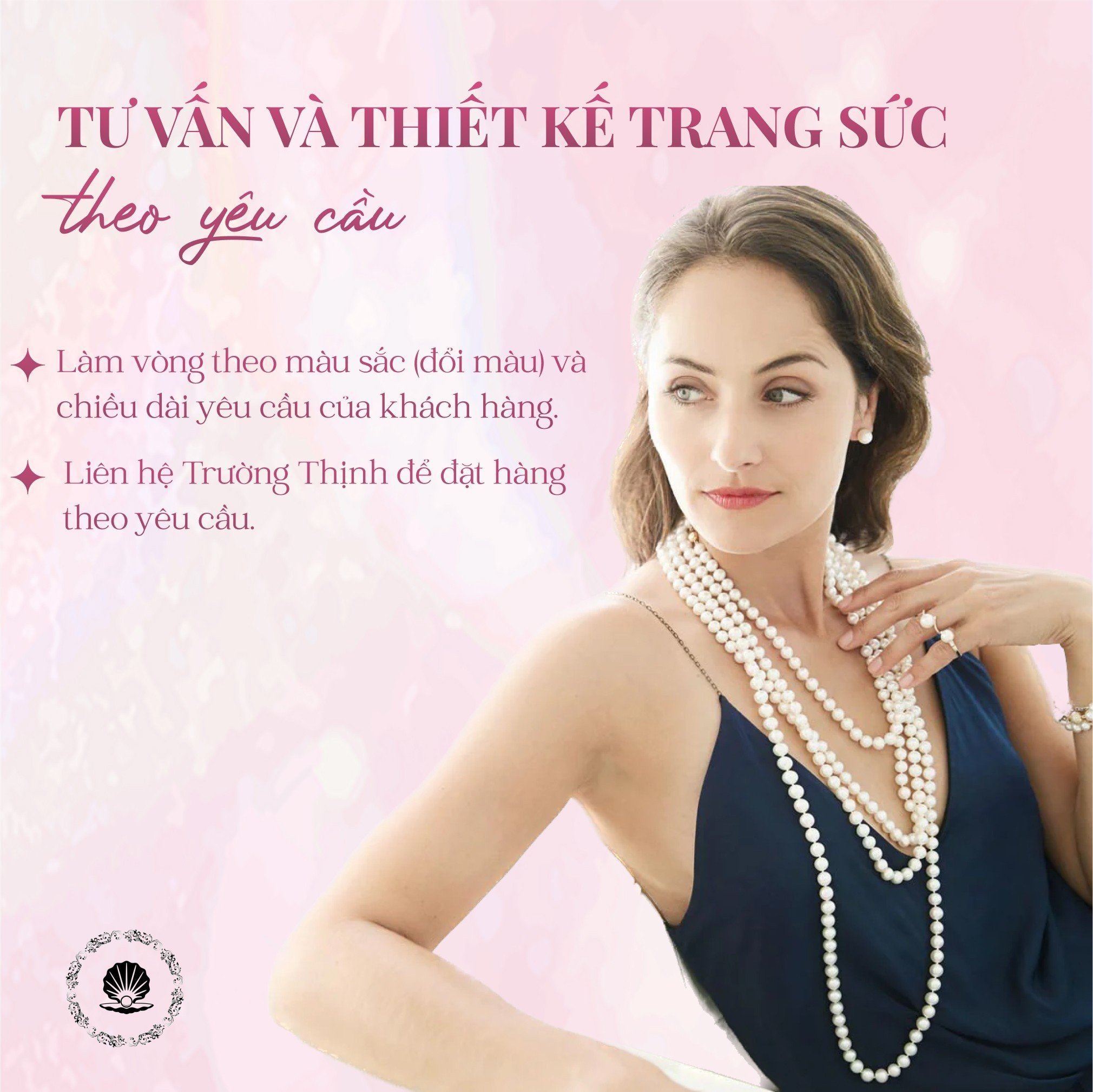 Bộ 4 Món Trang Sức Ngọc Trai Hồng 8ly Sang Trọng - Ngọc Trai Trường Thịnh
