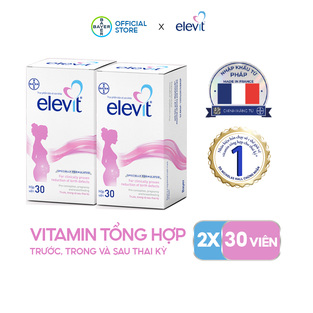 Mô tả Bộ 2 Hộp Vitamin Bầu Tổng Hợp Elevit Cho Phụ Nữ Trước, Trong và Sau Thai Kỳ (30 Viên/ Hộp) - 1