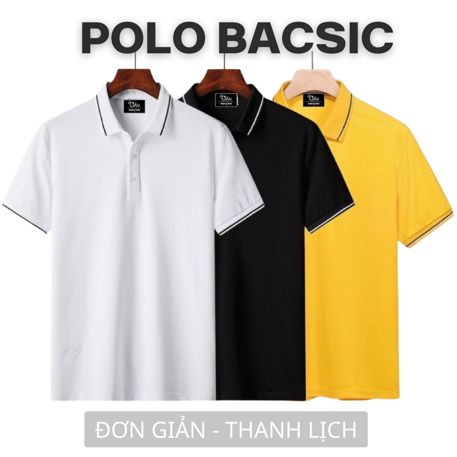 Mô tả Áo thun Polo GẤU 194 vải cá sấu mè thoáng mát, co dãn 4 chiều, sang trọng lịch lãm, form gerular fit - PL 1 Sọc - 3