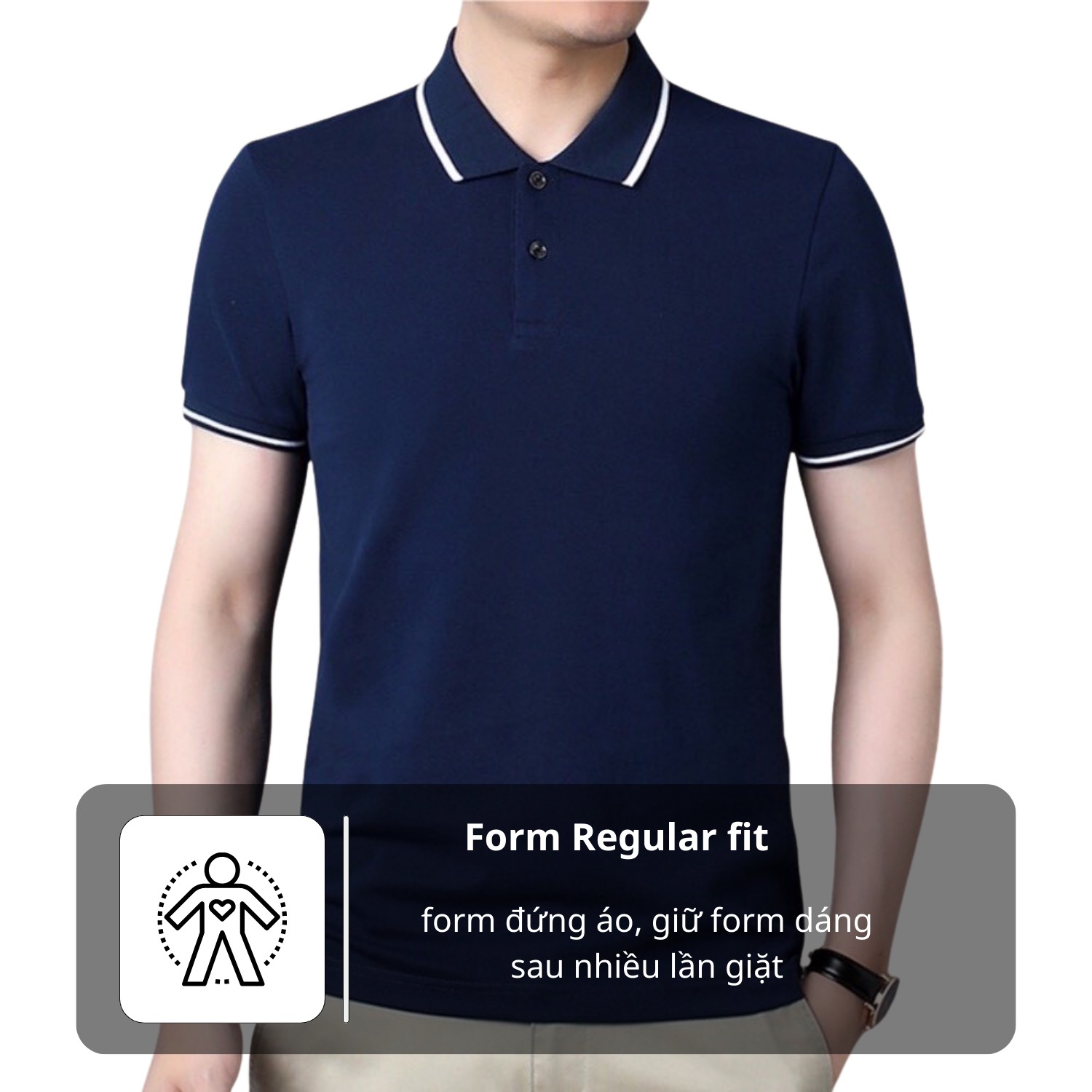 Mô tả Áo thun Polo GẤU 194 vải cá sấu mè thoáng mát, co dãn 4 chiều, sang trọng lịch lãm, form gerular fit - PL 1 Sọc - 7