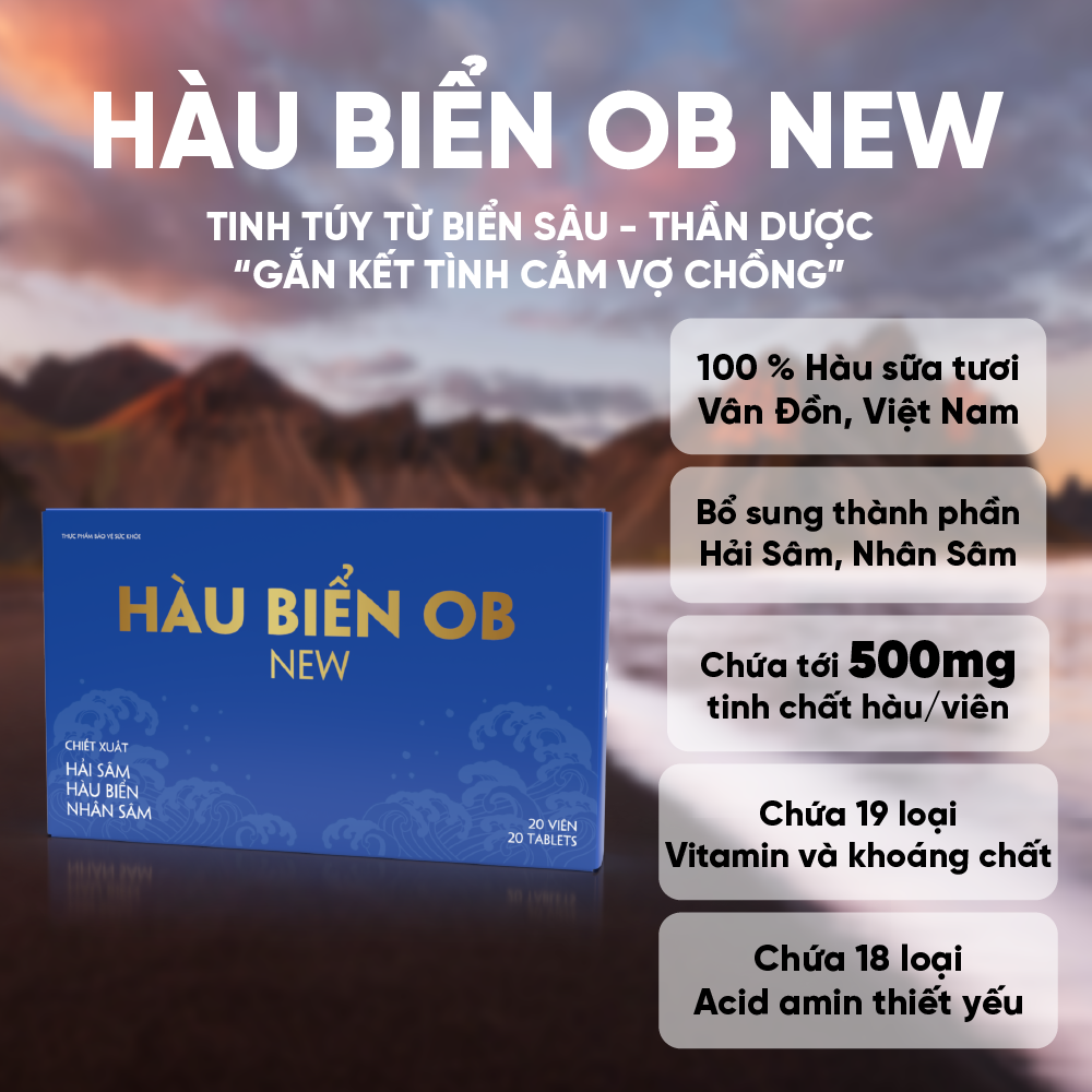 Mô tả Viên Uống Bổ Thận Tinh Hàu Biển OB New, Tăng Cường Sinh Lý Nam (Hộp 20 viên) Grow Green Az - 1
