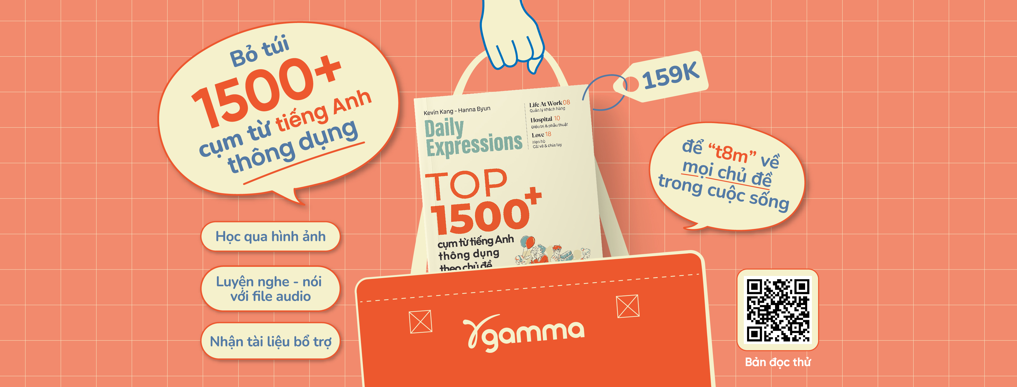 Mô tả Sách > Daily Expression: Top 1500+ Cụm Từ Tiếng Anh Thông Dụng Theo Chủ Đề (Alpha Books) - 2
