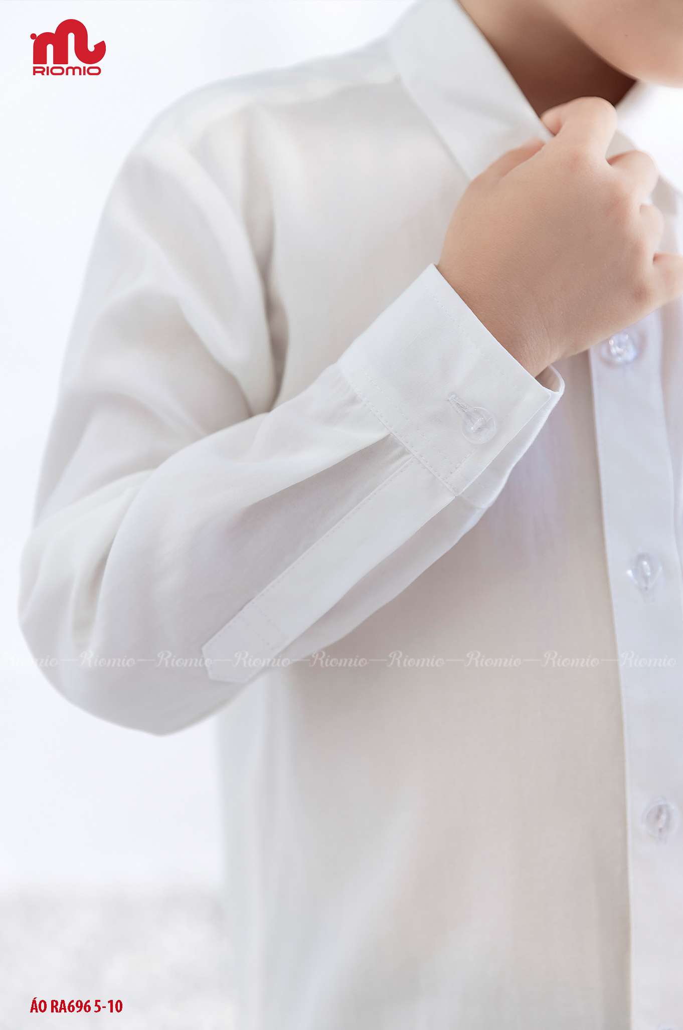 Mô tả Áo sơ mi trắng bé trai RIOMIO size 20-42kg chất 100% cotton thô Hàn mềm mát RA696 - 4