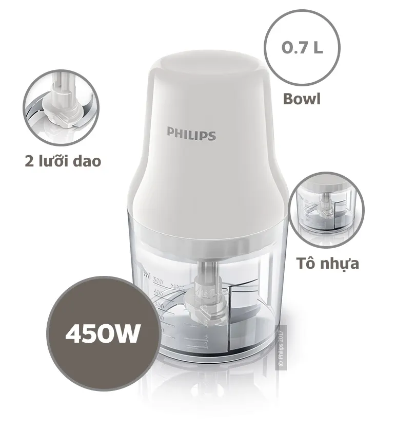 Mô tả Máy xay thịt PHILIPS HR1393 /00 0.7L - Hàng Chính Hãng - 2