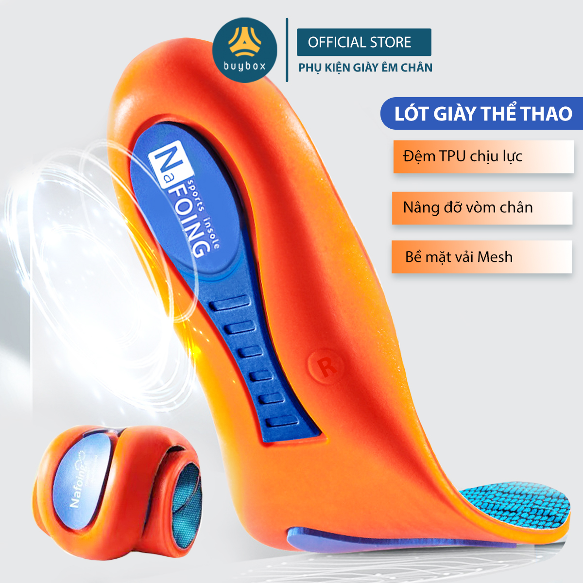 Mô tả Lót giày nam nữ êm chân chất liệu vải mesh thoáng khí, kết hợp ốpTPU chống thốn - buybox - BBPK363 - 1