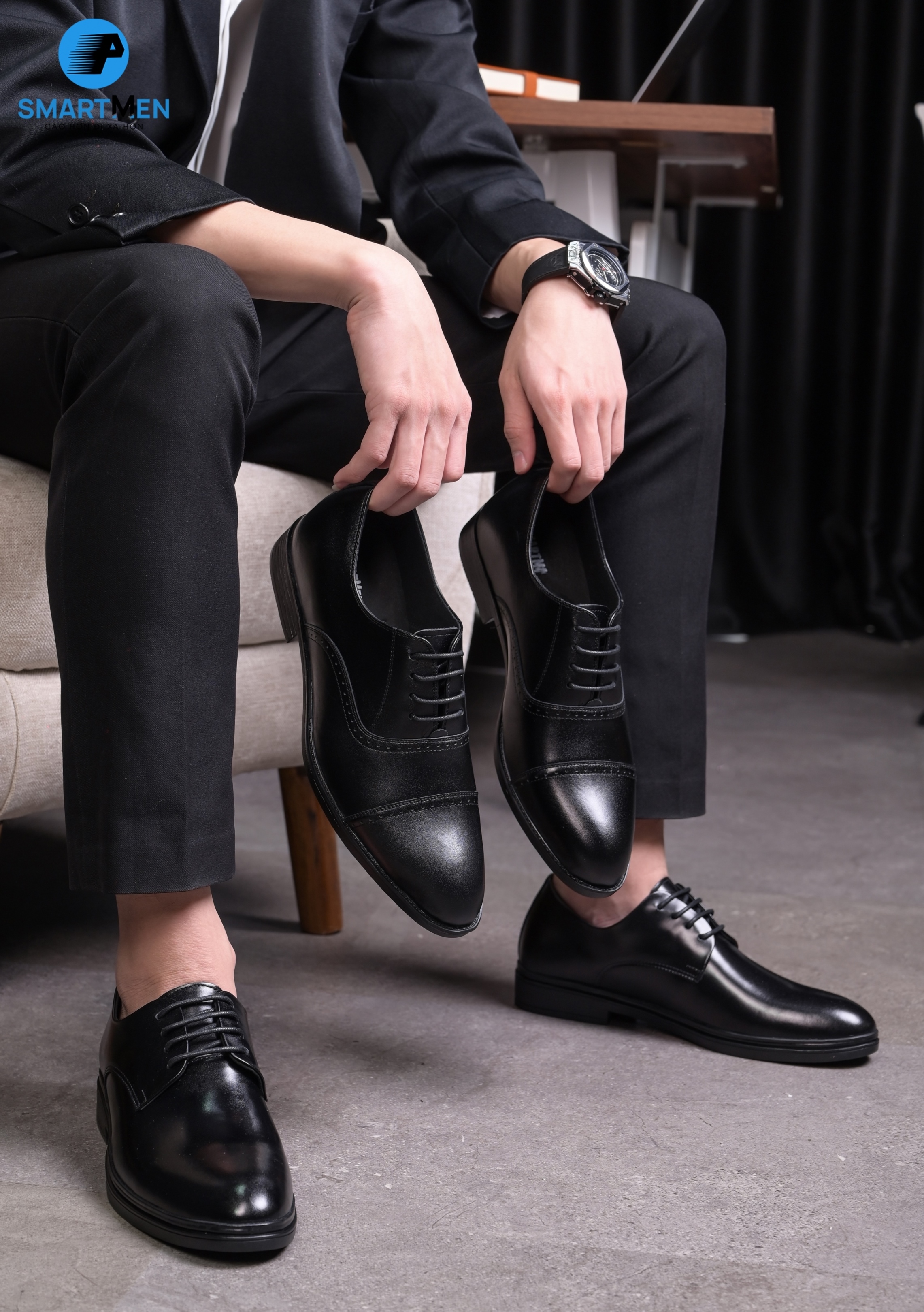 Mô tả Giày tây công sở nam SMARTMEN tăng chiều cao GD-440 Đen - 5