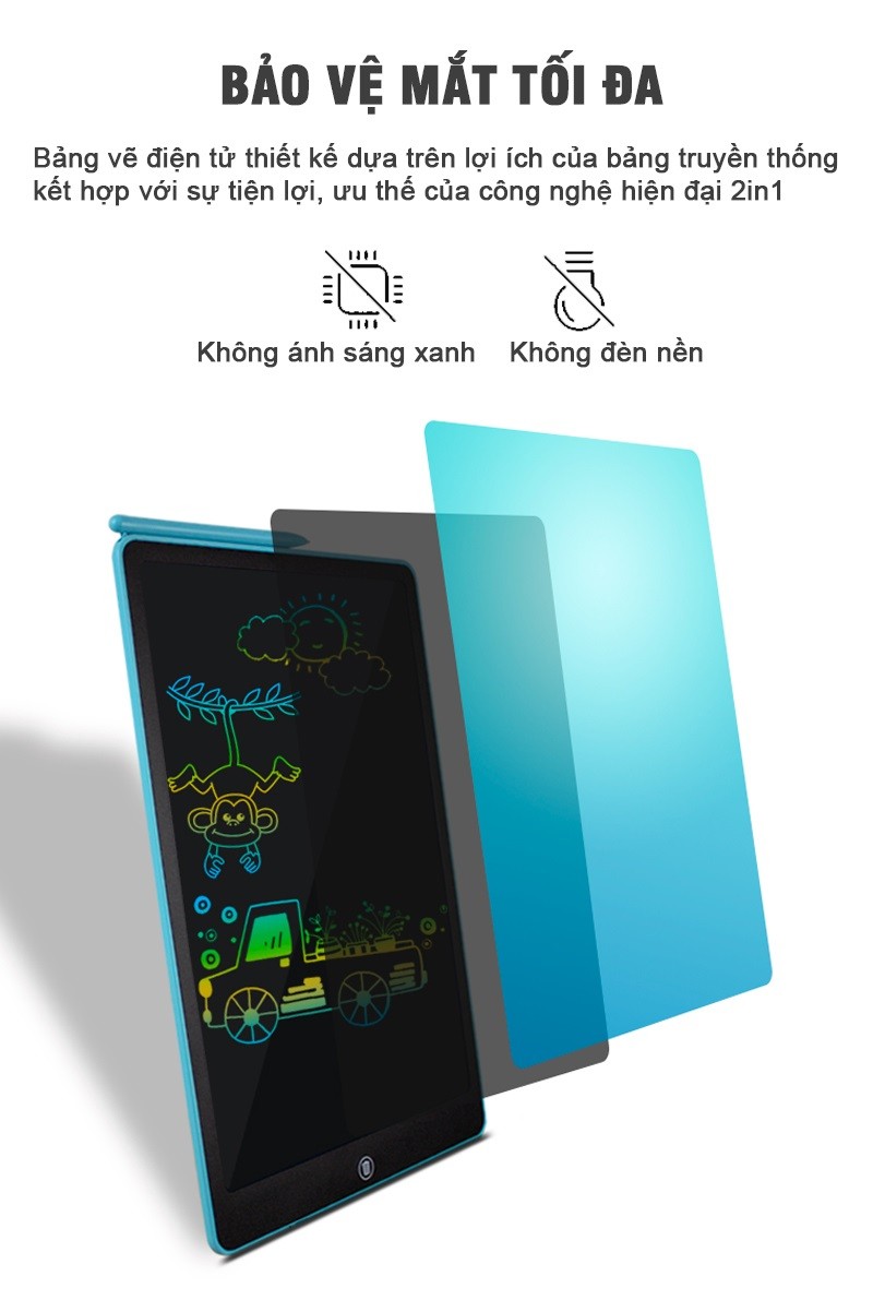 Mô tả Bảng vẽ tự xóa điện tử đa sắc màu cho bé cỡ lớn 16 inch, 19 inch T16 - 3