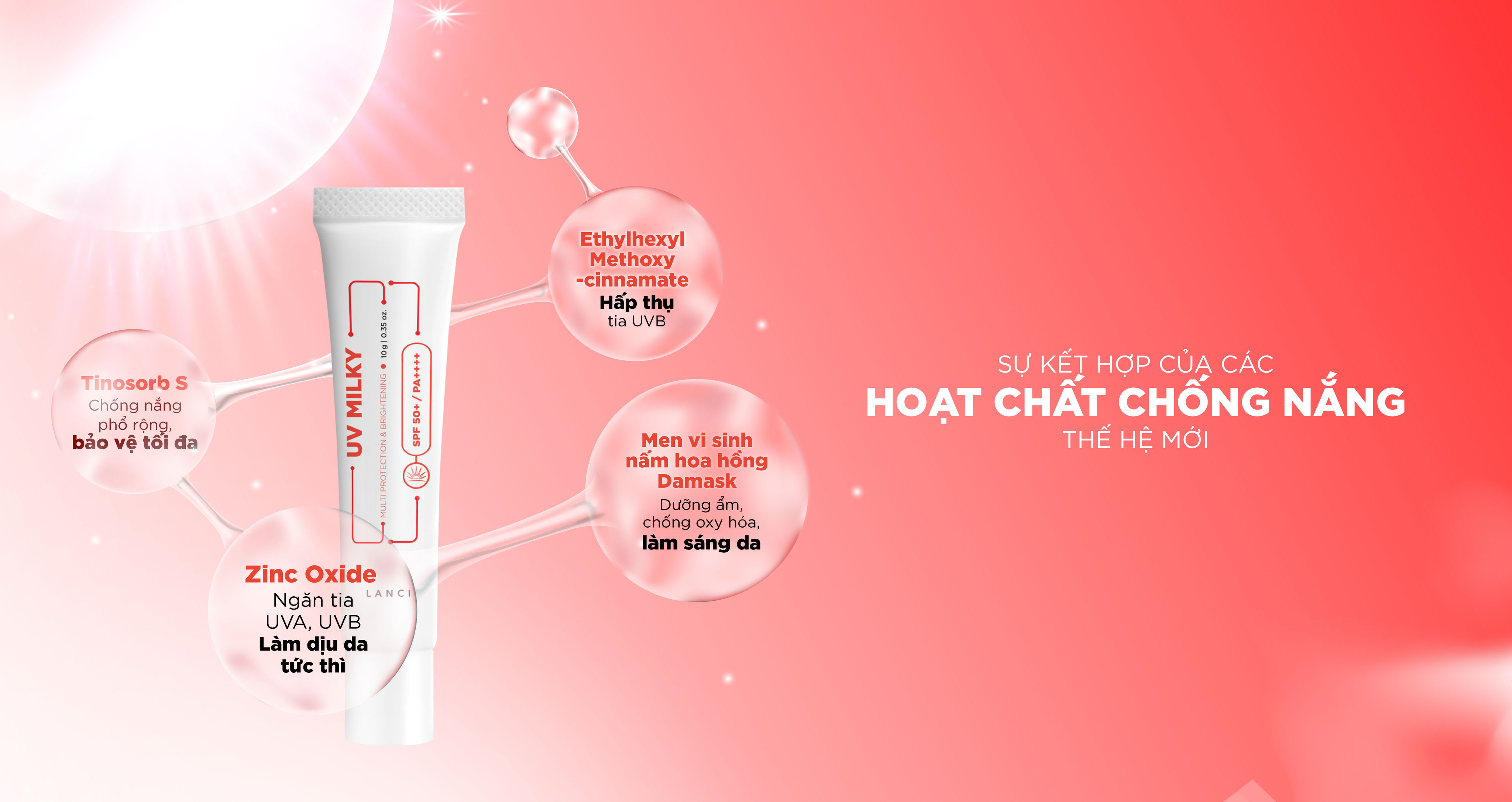 Mô tả Sữa chống nắng dưỡng ẩm và làm sáng da LANCI chống tia UV, không bết dính minisize 10ml - 3
