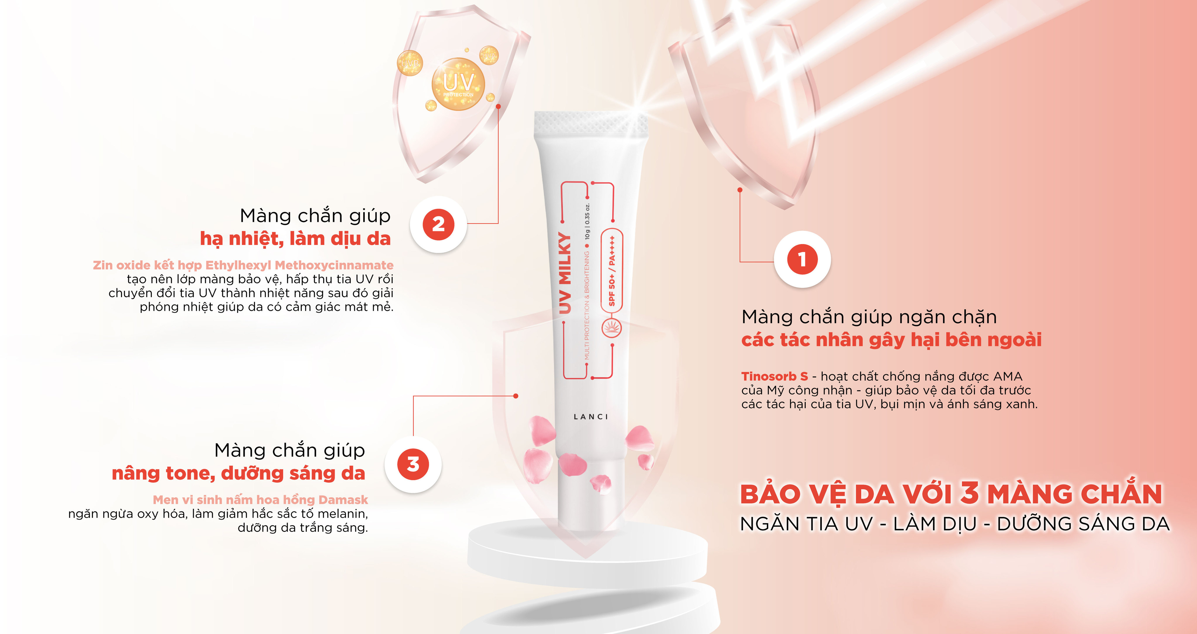 Mô tả Sữa chống nắng dưỡng ẩm và làm sáng da LANCI chống tia UV, không bết dính minisize 10ml - 4