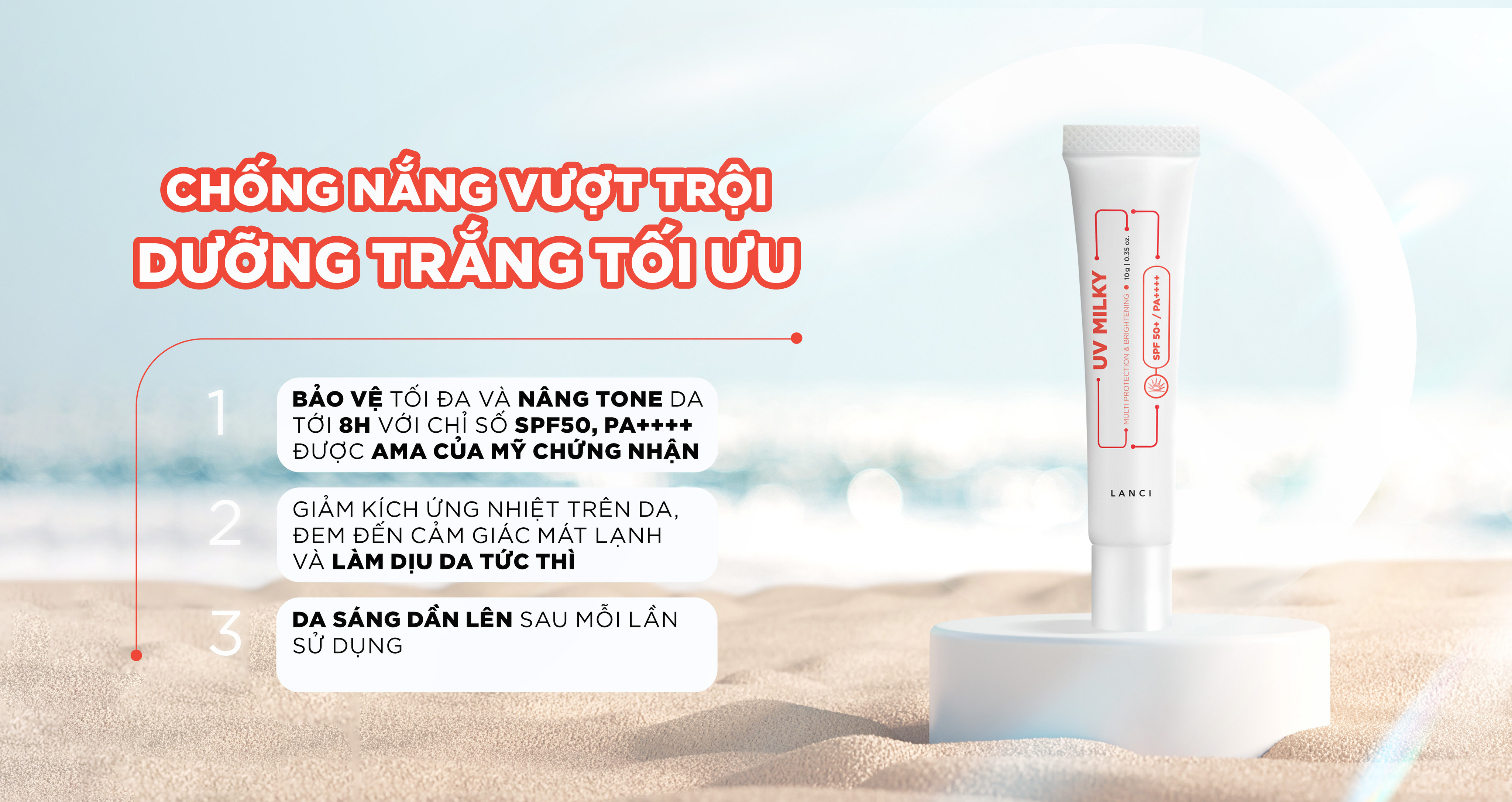 Mô tả Sữa chống nắng dưỡng ẩm và làm sáng da LANCI chống tia UV, không bết dính minisize 10ml - 6