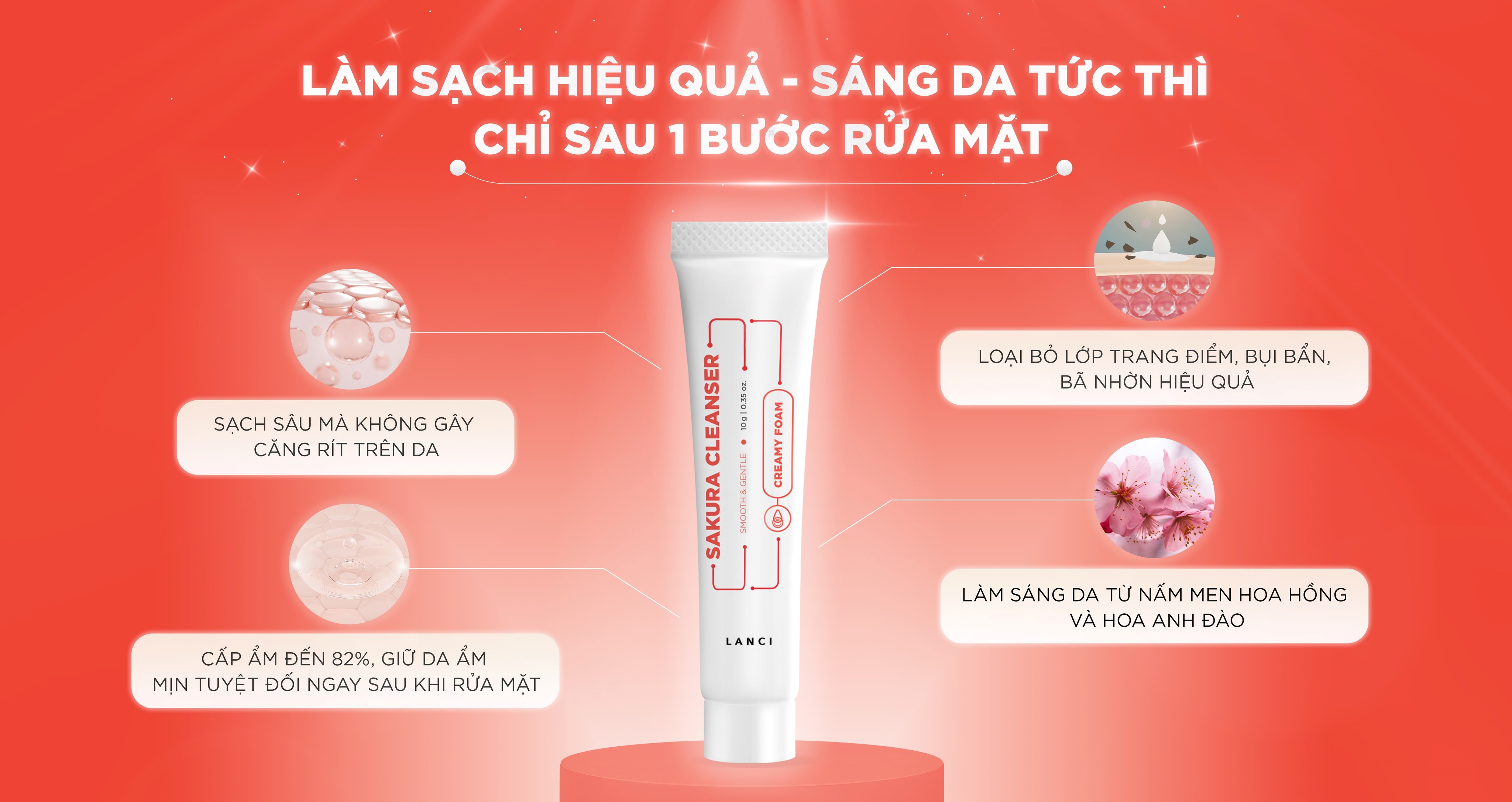 Mô tả Sữa rửa mặt dịu nhẹ LANCI sạch sâu, làm sáng da minisize 10ml - 3