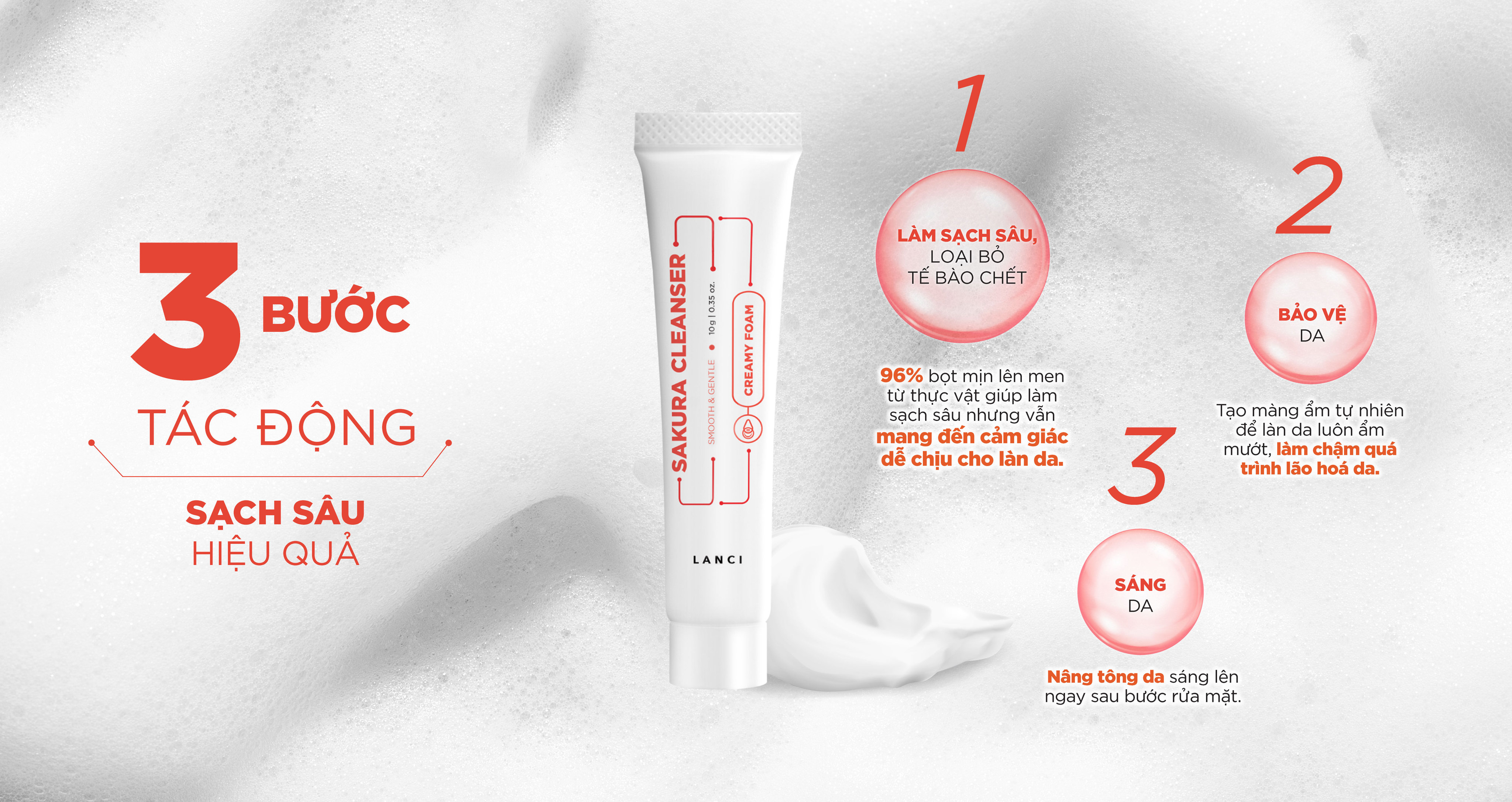 Mô tả Sữa rửa mặt dịu nhẹ LANCI sạch sâu, làm sáng da minisize 10ml - 4
