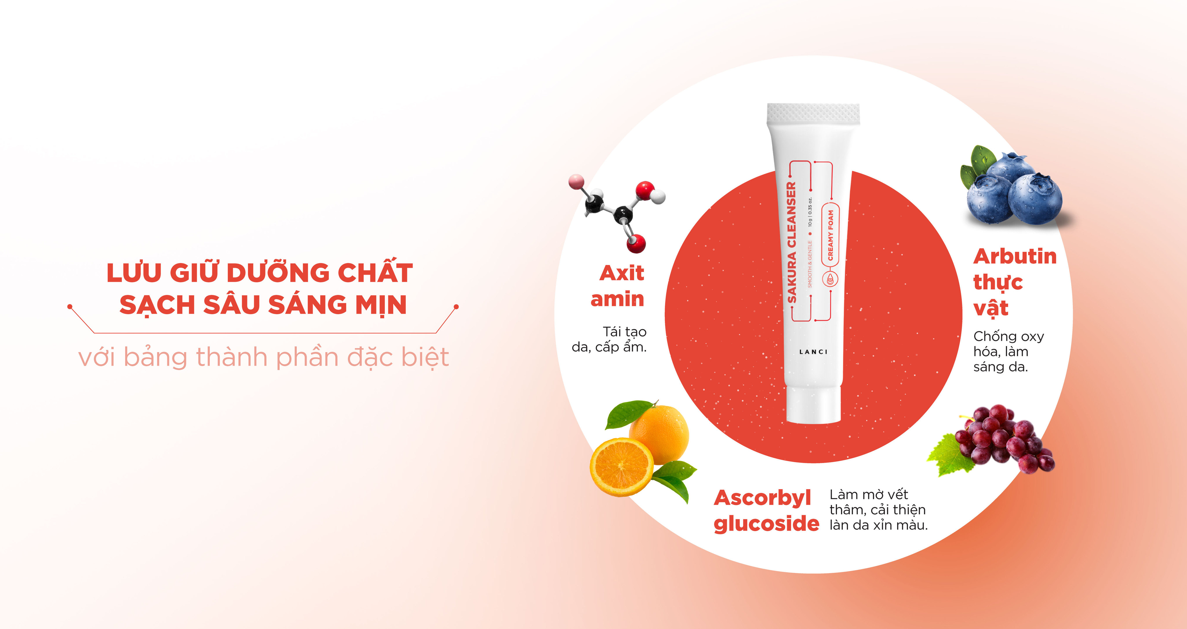 Mô tả Sữa rửa mặt dịu nhẹ LANCI sạch sâu, làm sáng da minisize 10ml - 5