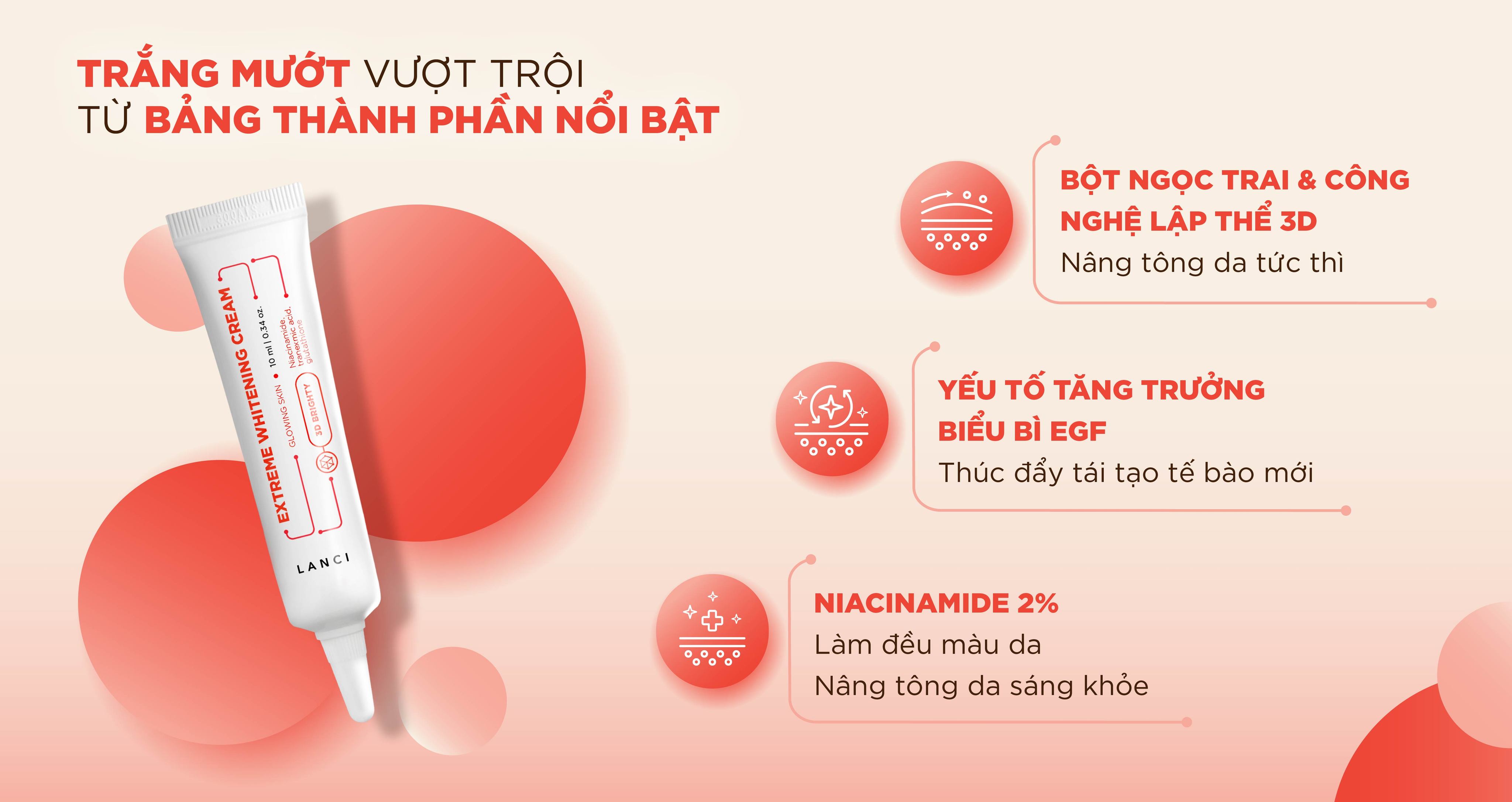 Mô tả Kem dưỡng trắng da LANCI cho làn da trắng khỏe đều màu minisize 10ml - 5