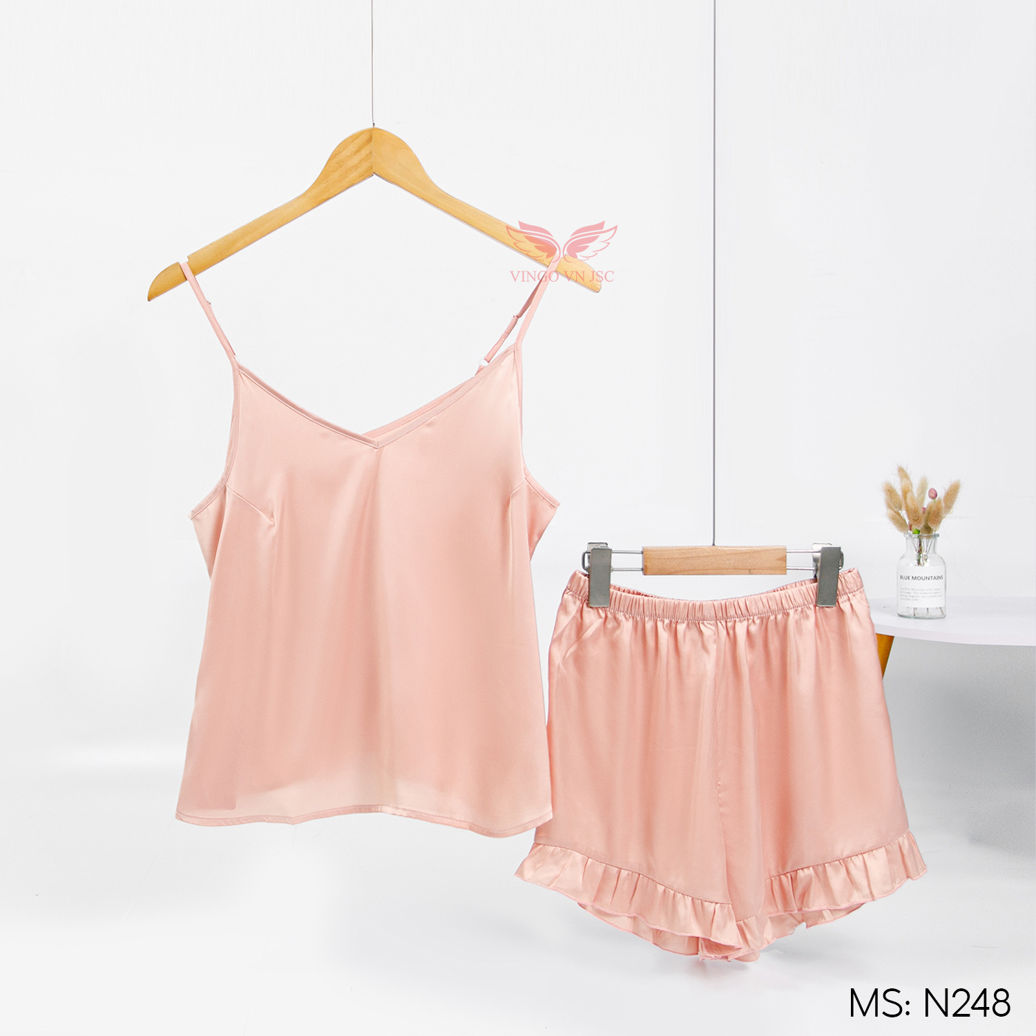 Mô tả Bộ ngủ 2 dây lụa mặc nhà VINGO mùa Hè N248 VNGO - 8